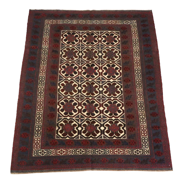 6'7 x 8'6 Hand-Knotted Afghan Barjasta Area Rug