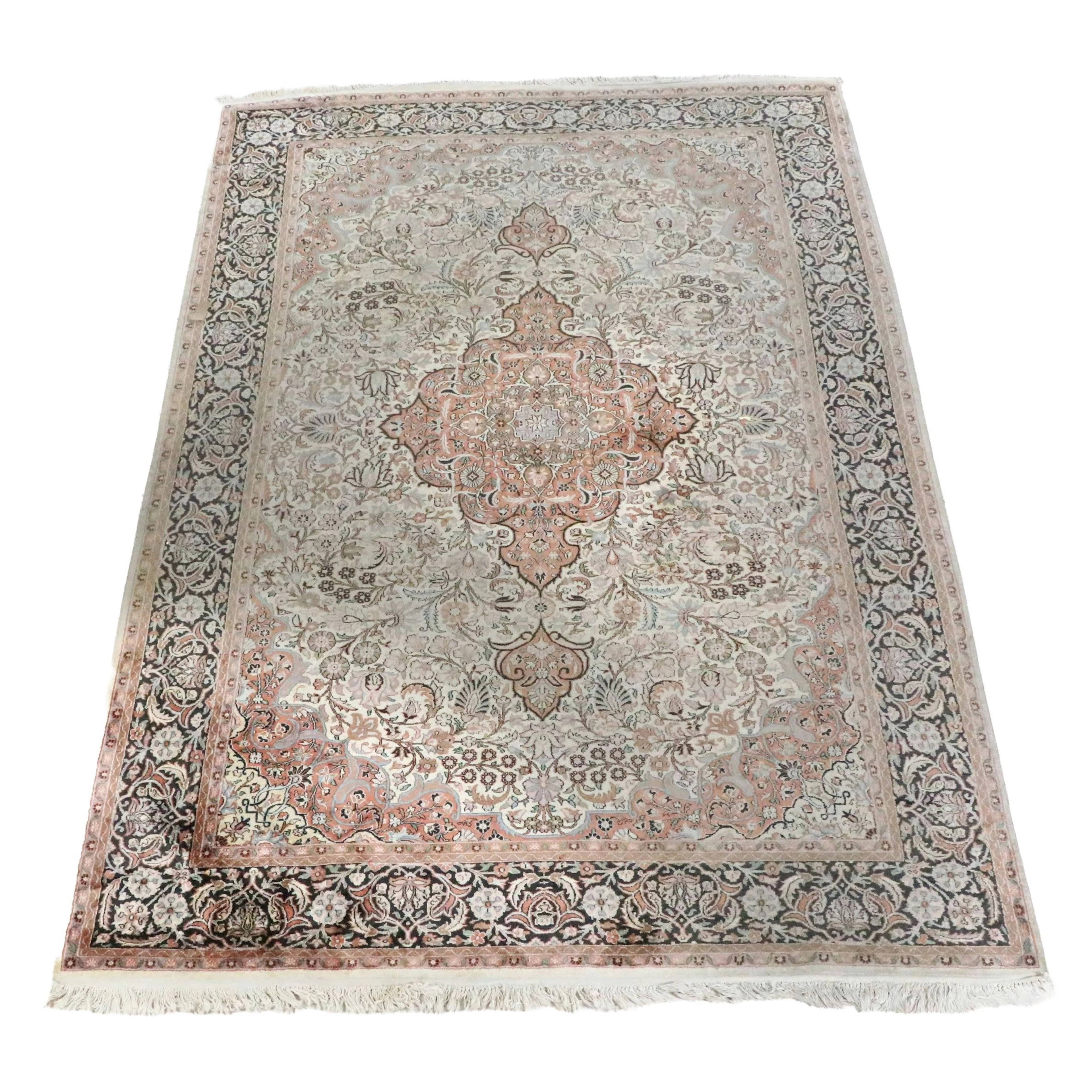 7'1 x 11'7 Hand-Knotted Indian Kashmir Silk Area Rug