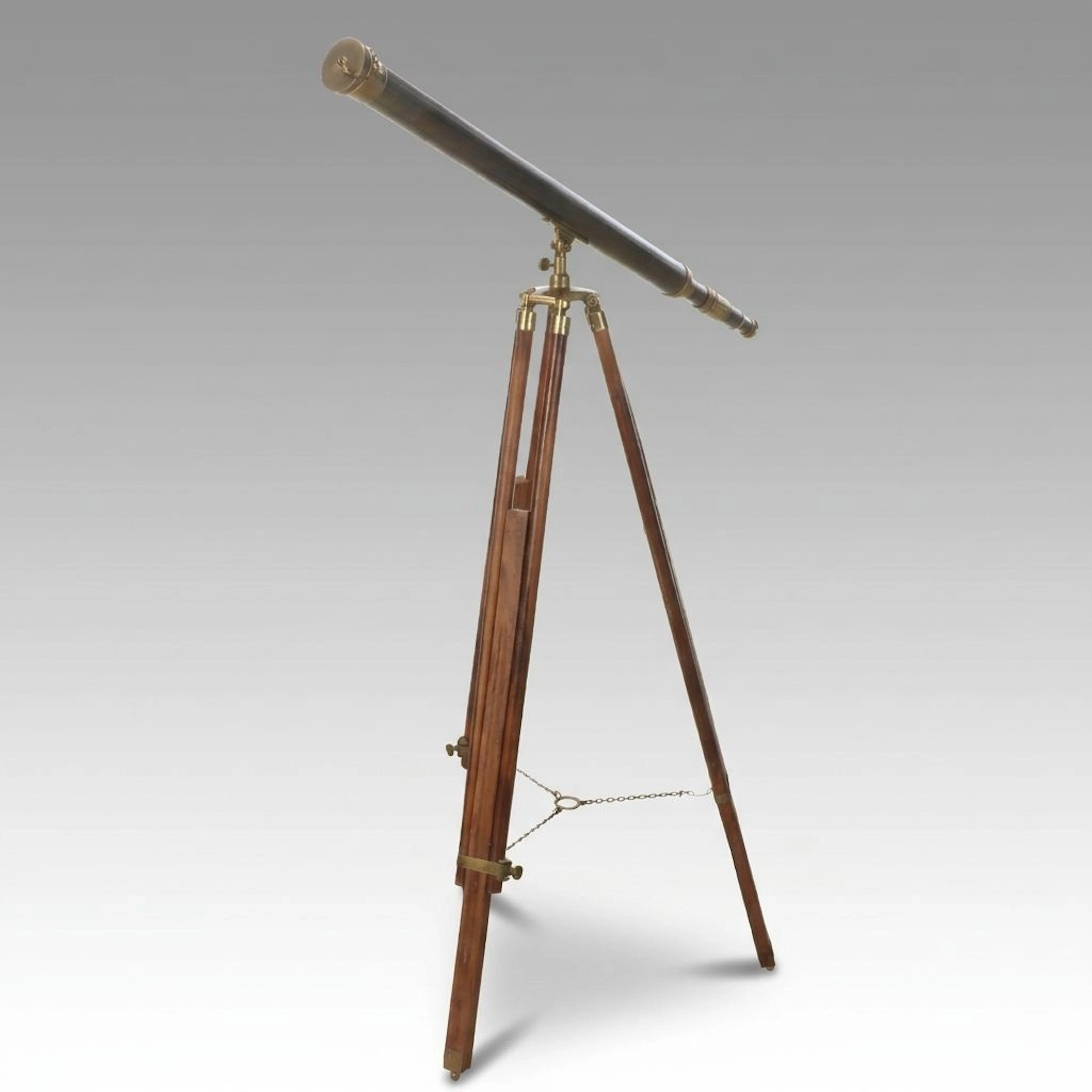 Brass Maritime Telescope on Wood Tripod Stand