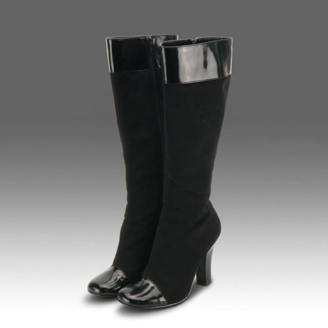 Tahari Kat Cap Toe Heeled Knee-High Boots in Black