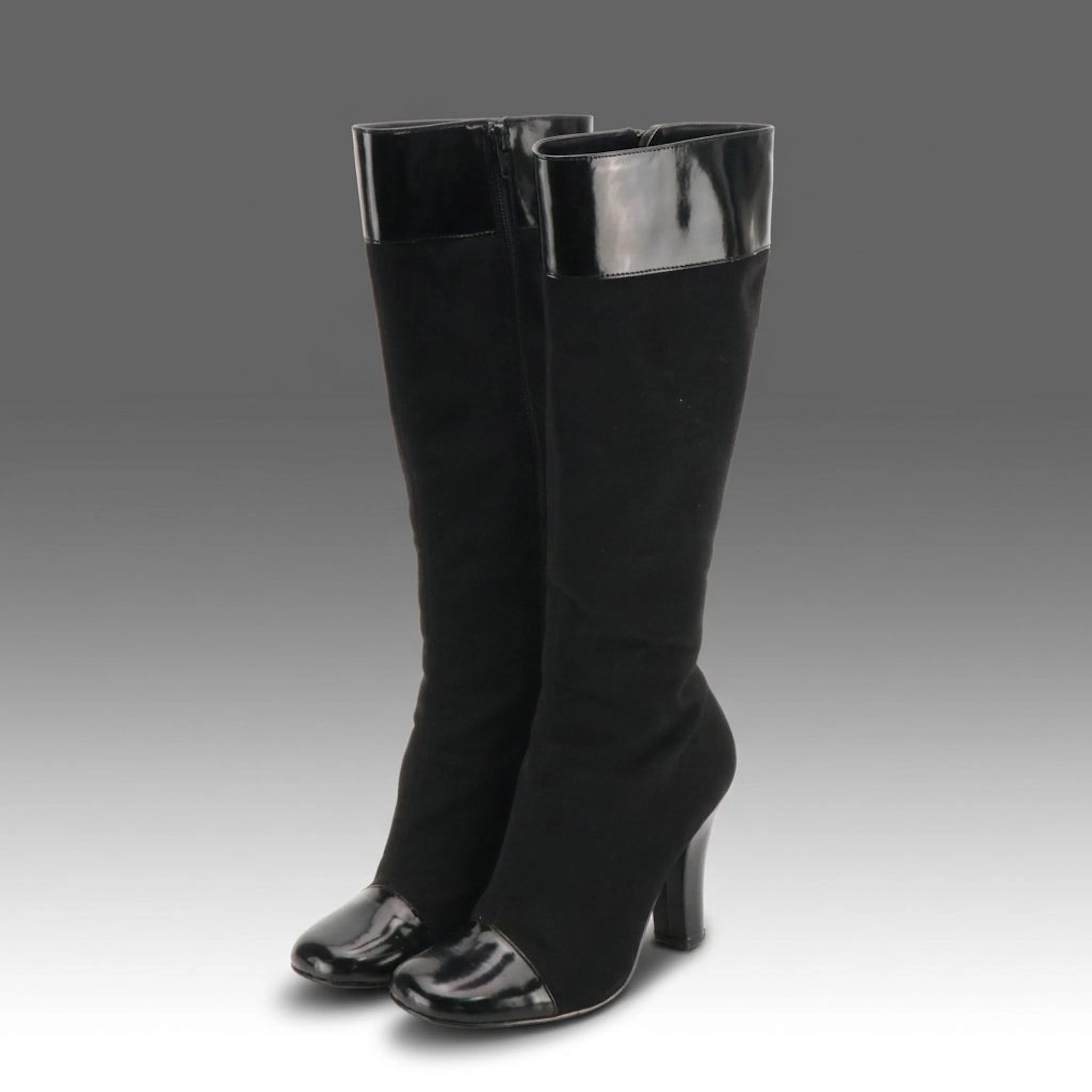 Tahari Kat Cap Toe Heeled Knee-High Boots in Black