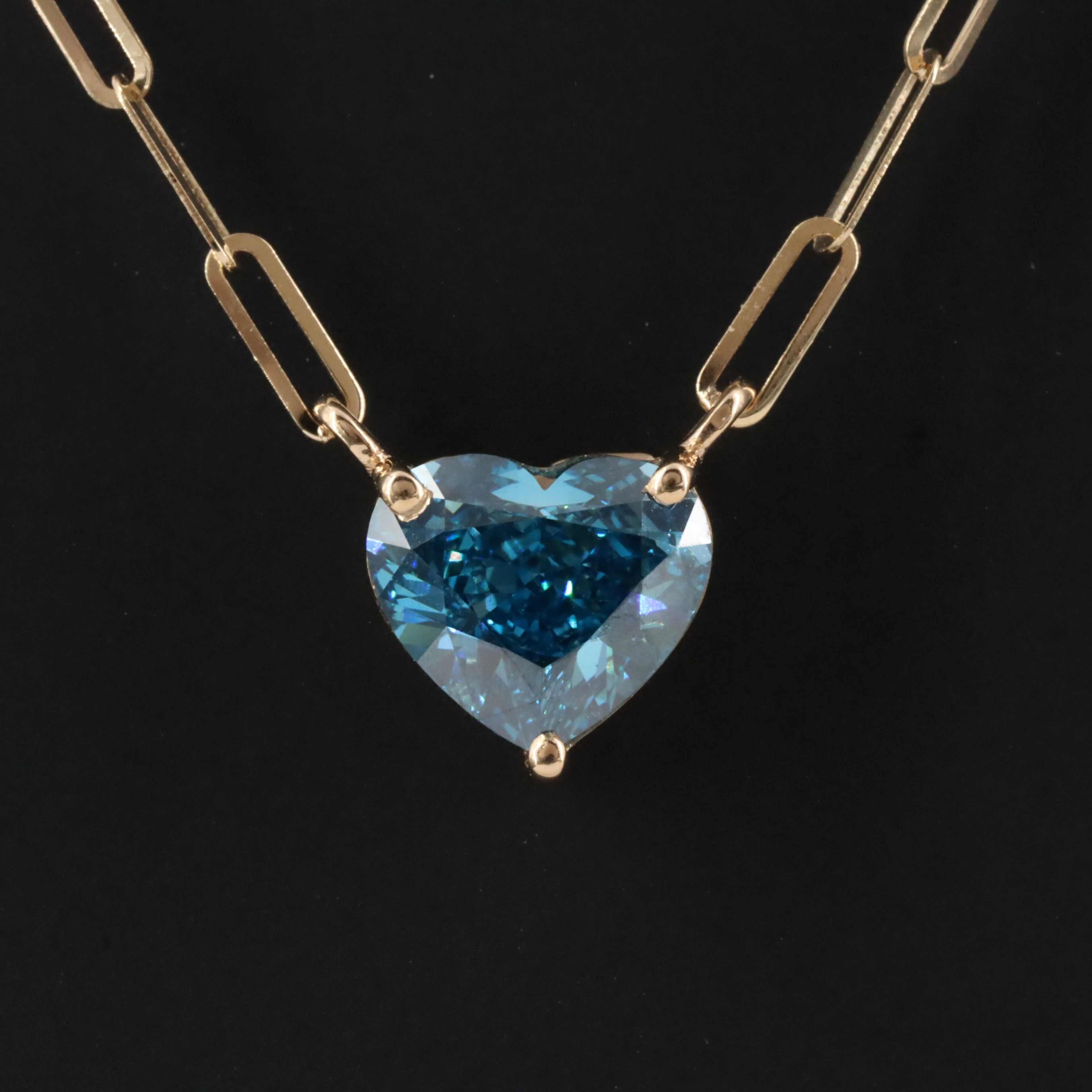 14K 2.03 CT Lab Grown Fancy Blue Diamond Necklace with IGI Report