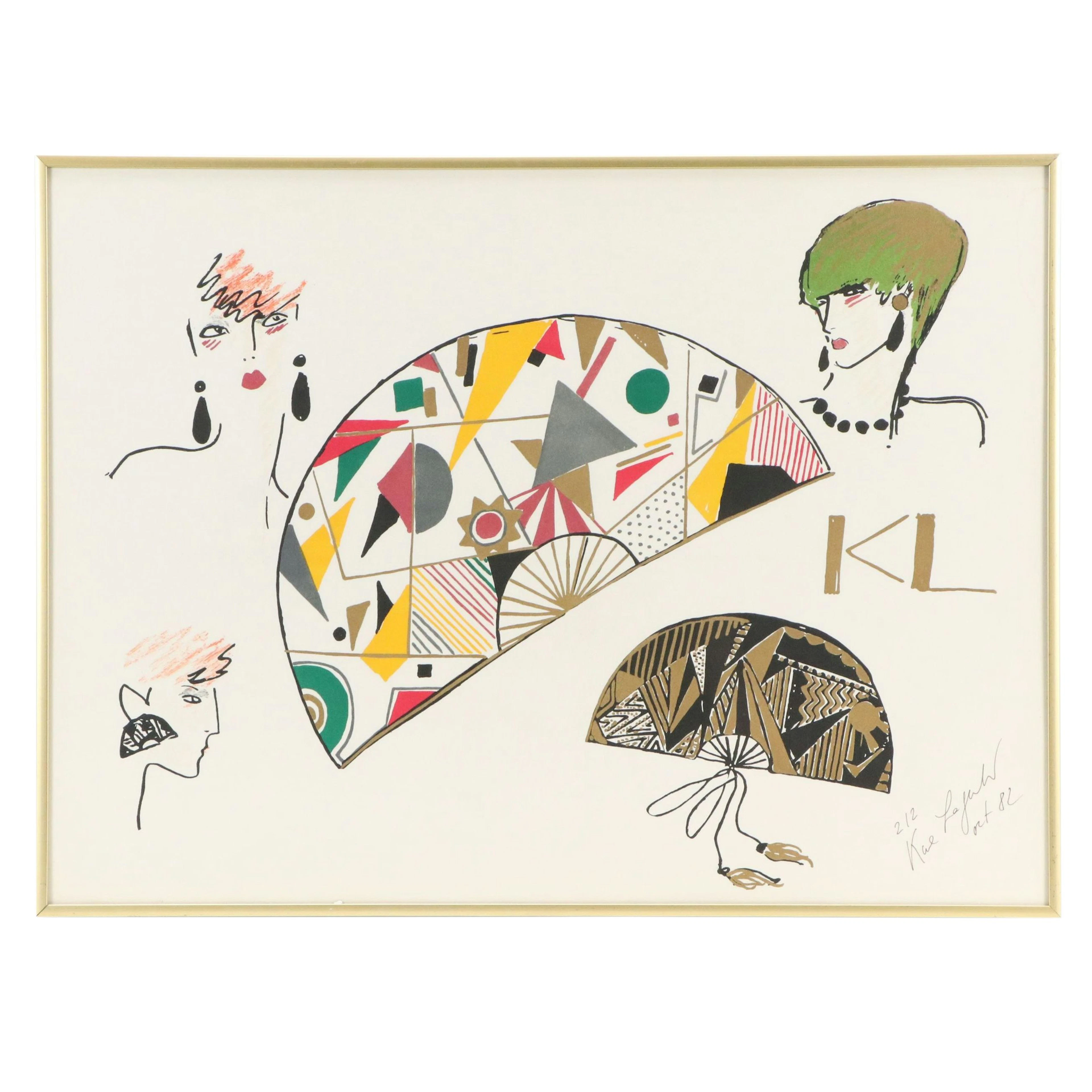 Karl Lagerfeld Lithograph Promotional Poster for KL Perfume, 1982