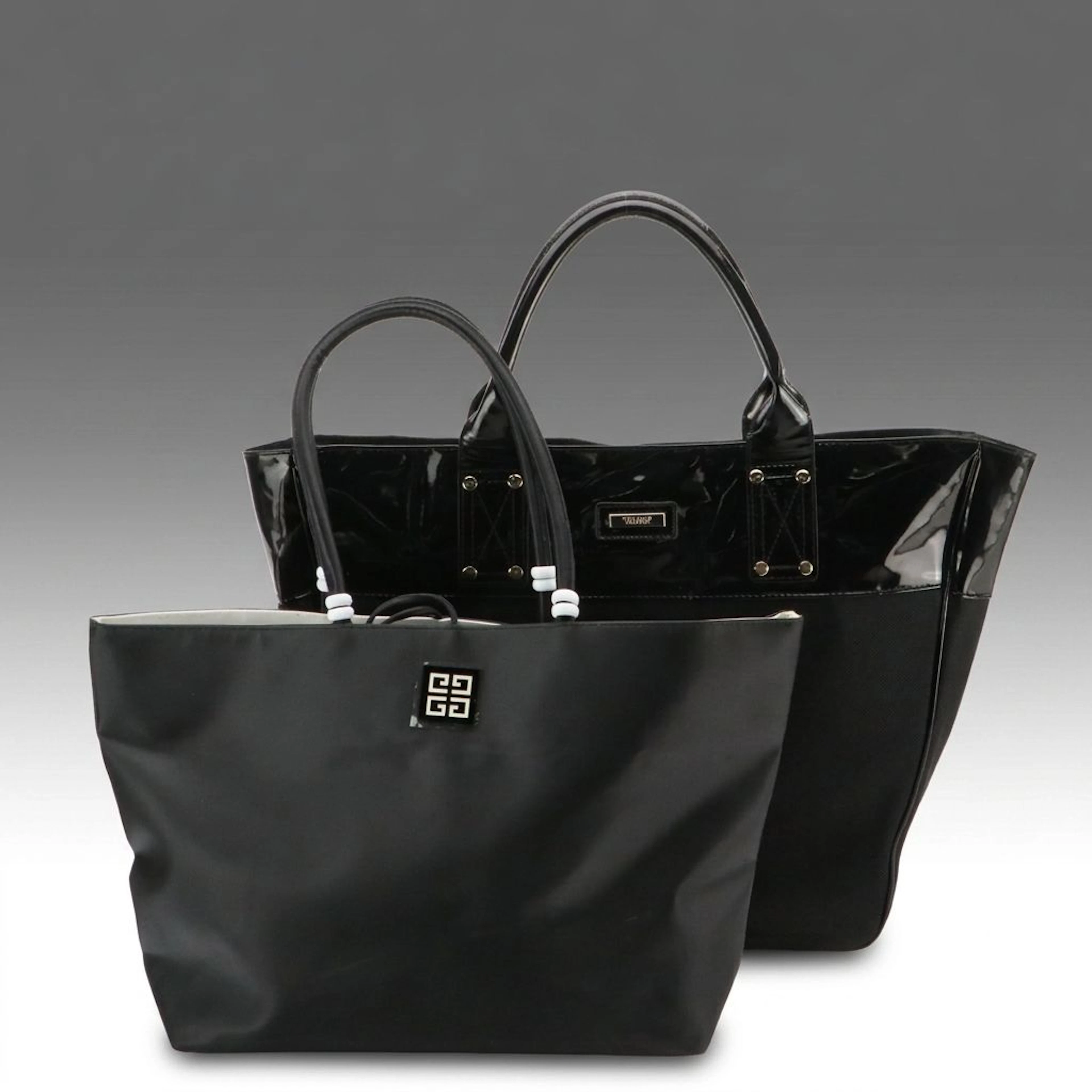 Versace and Givenchy Parfums Tote Bags in Black