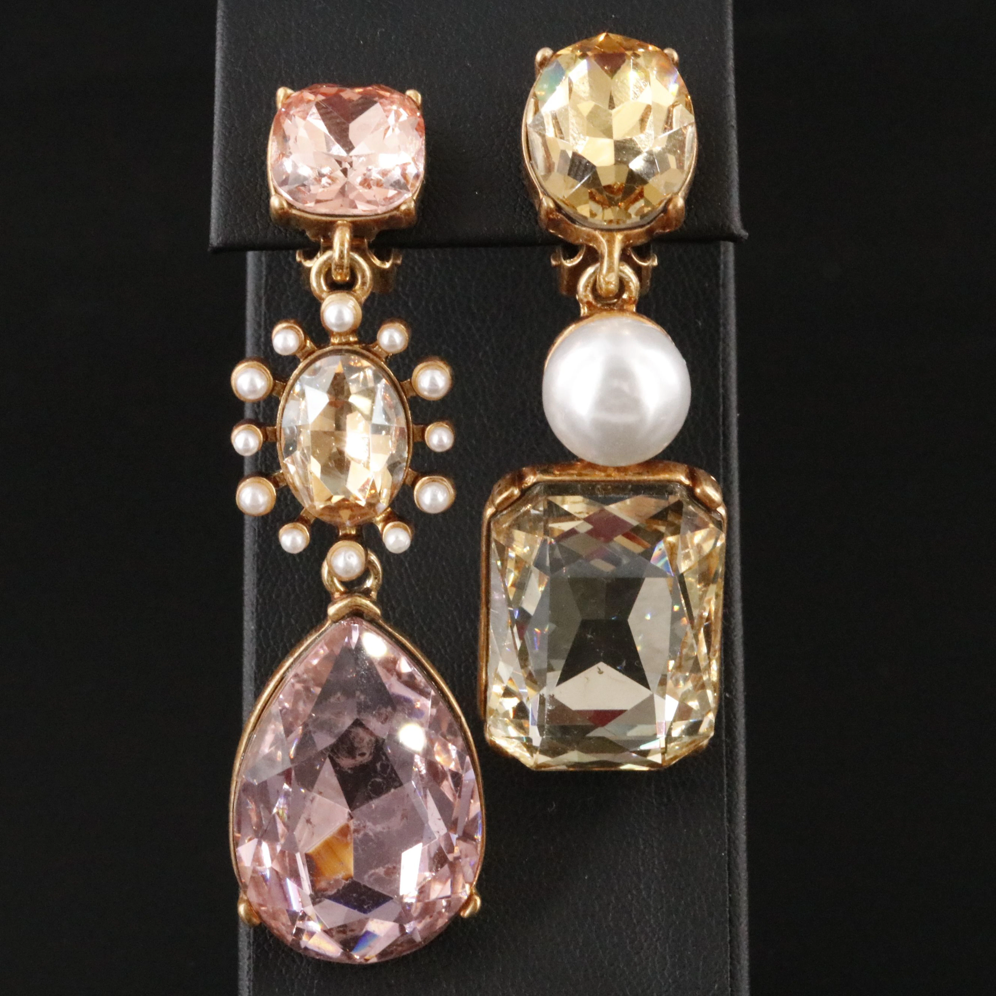 Oscar de la Renta Large Crystal Drop Earrings