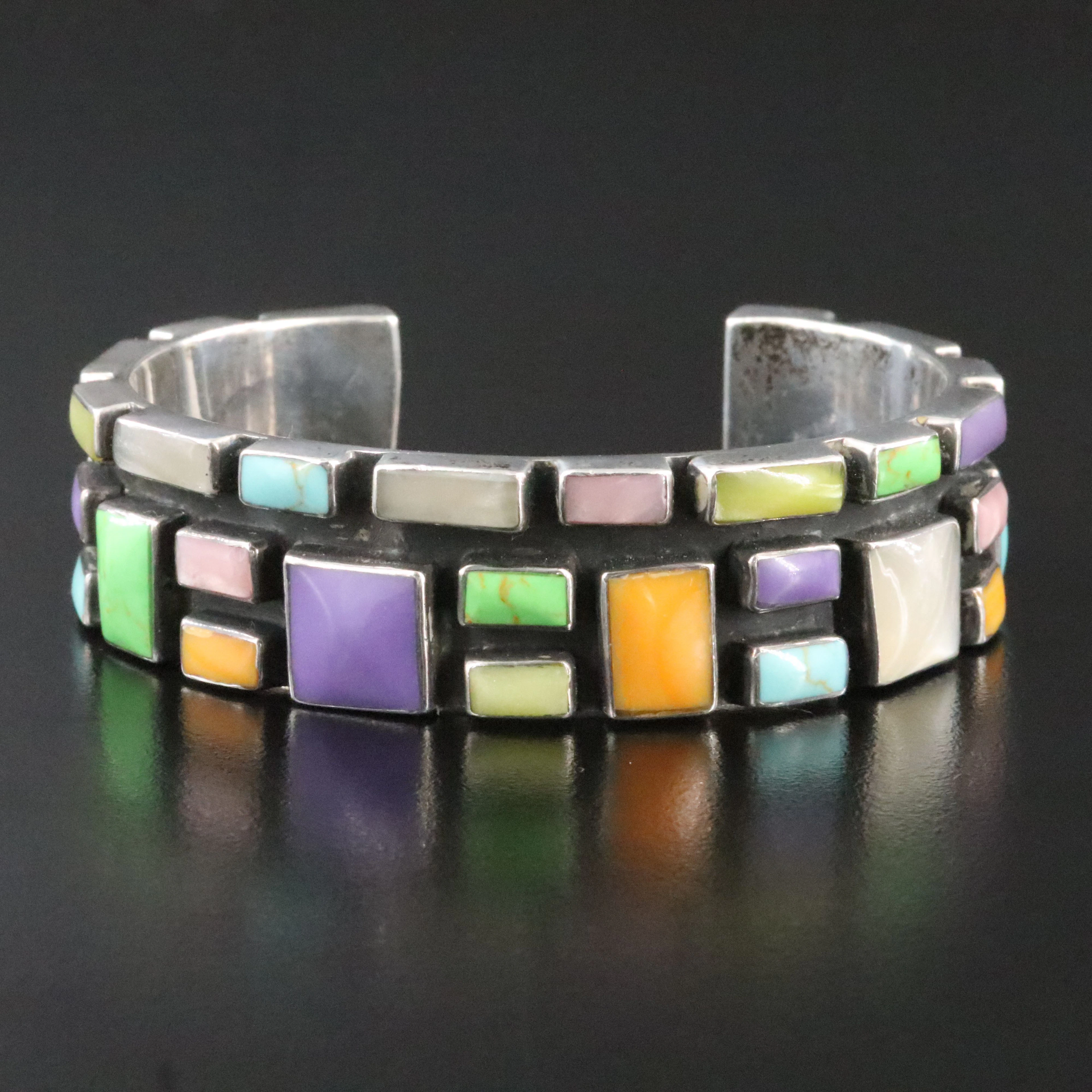 Sterling Cuff Resin Bracelet