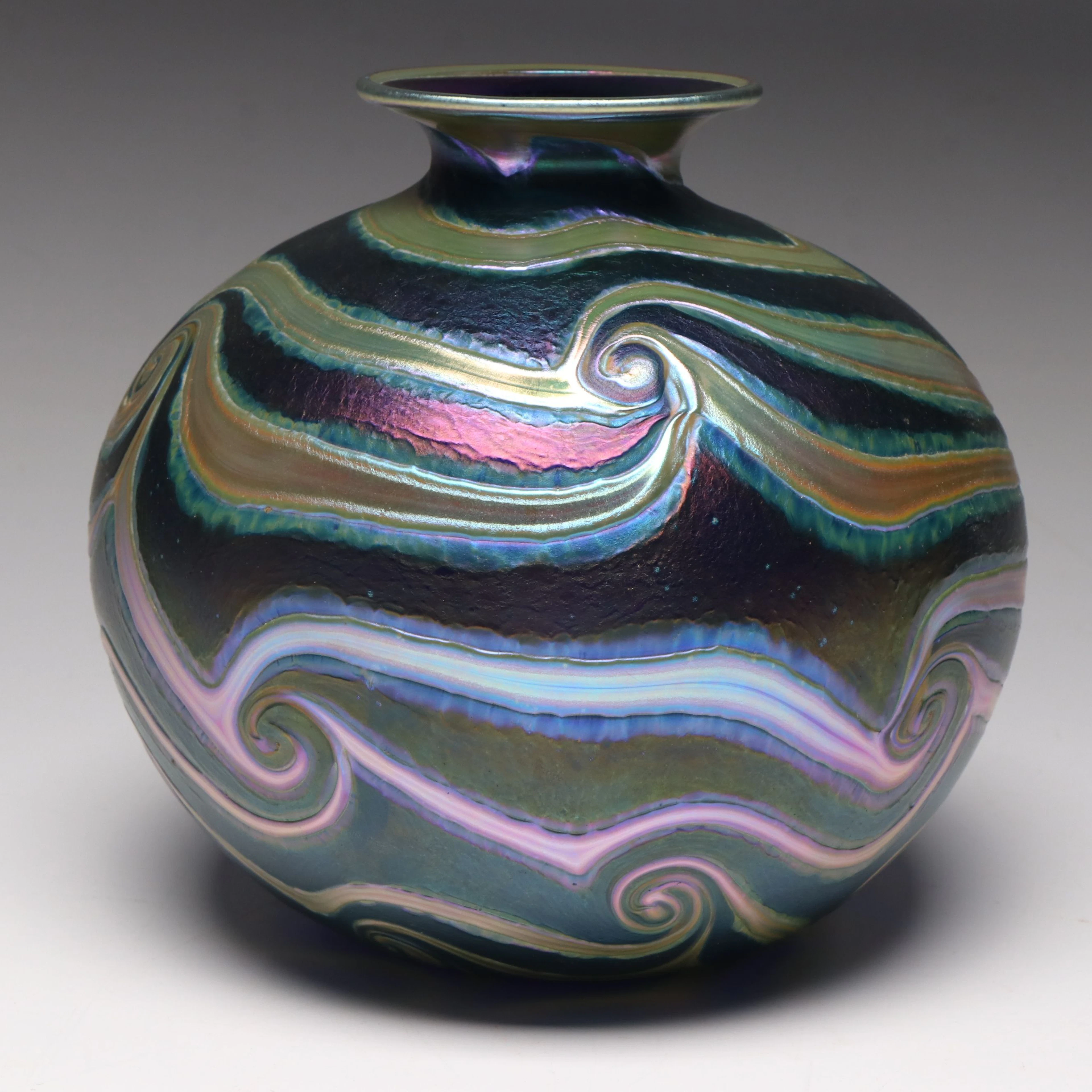 Charles Lotton Iridescent "King Tut" Vase, 1987
