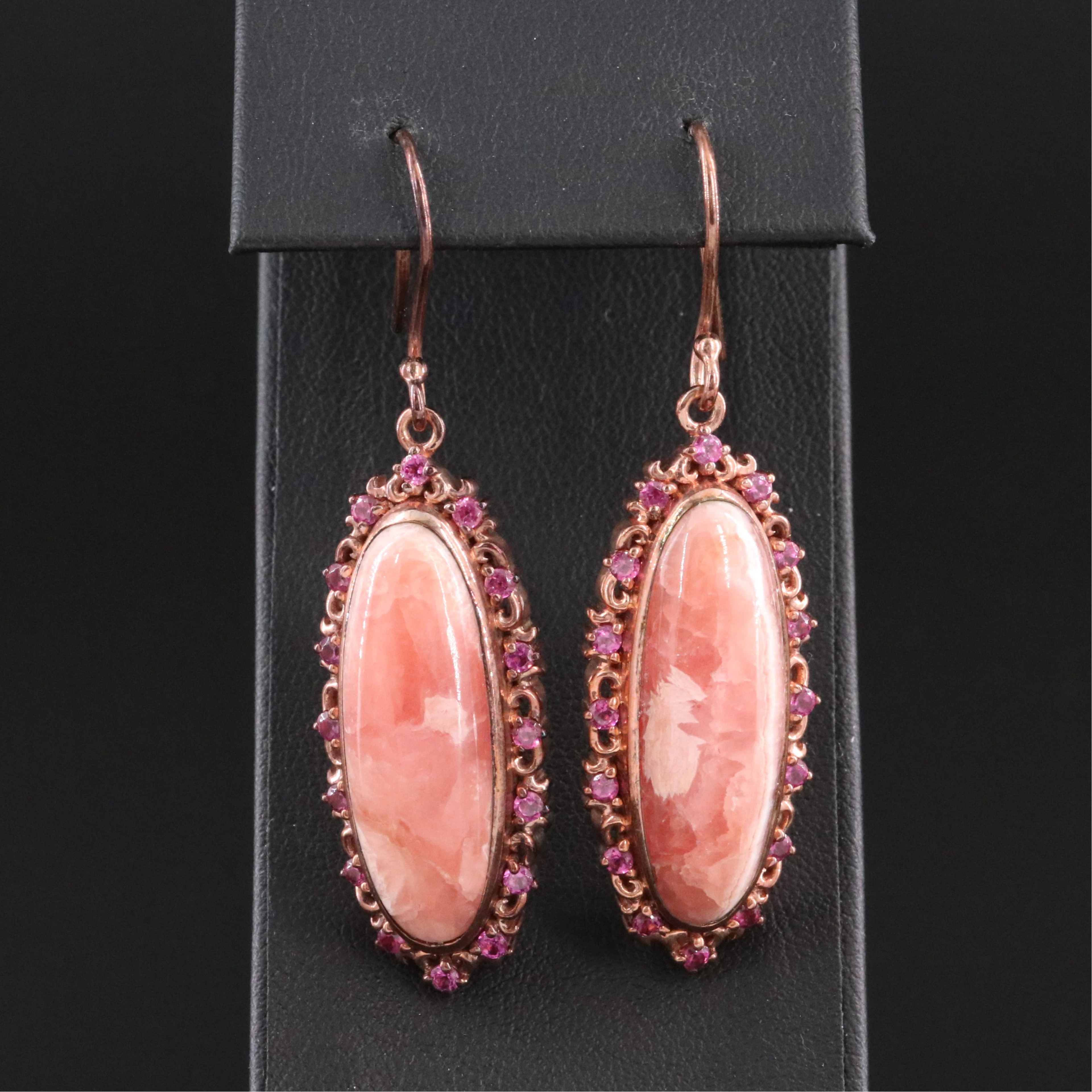 Sterling Rhodochrosite and Garnet Pendant Earrings
