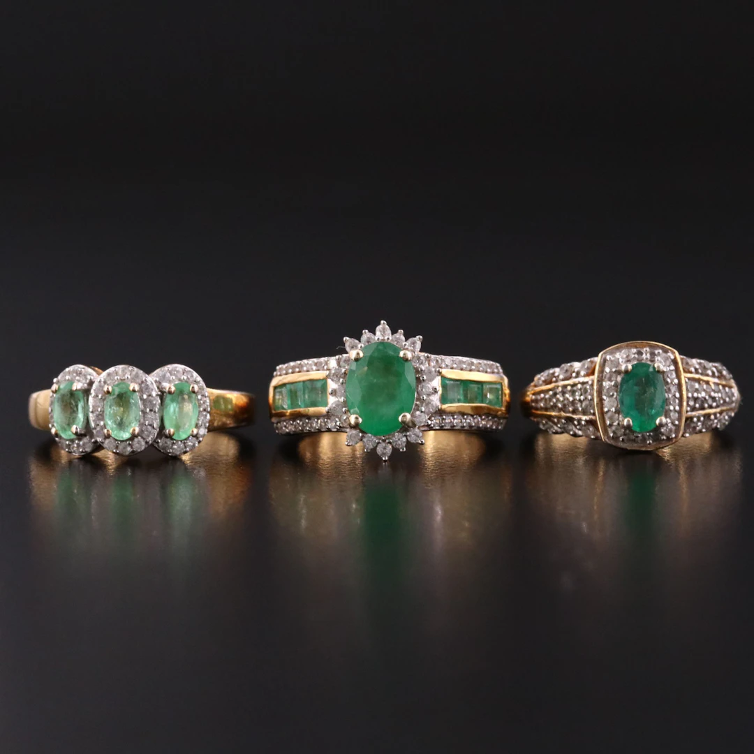 Sterling Emerald and Sapphire Ring Collection