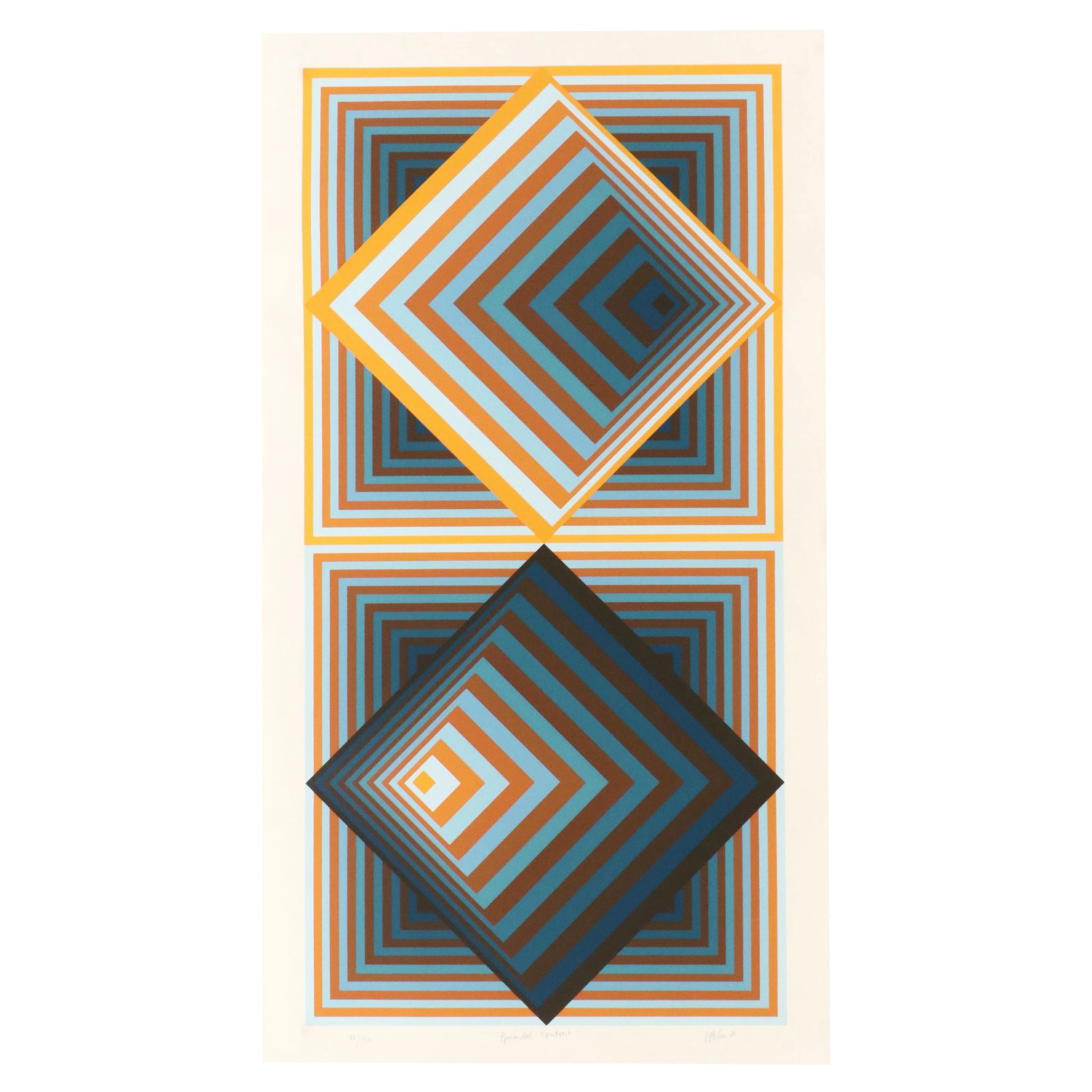 Jürgen Peters Op Art Serigraph "Pyramidal Contrast," 1981