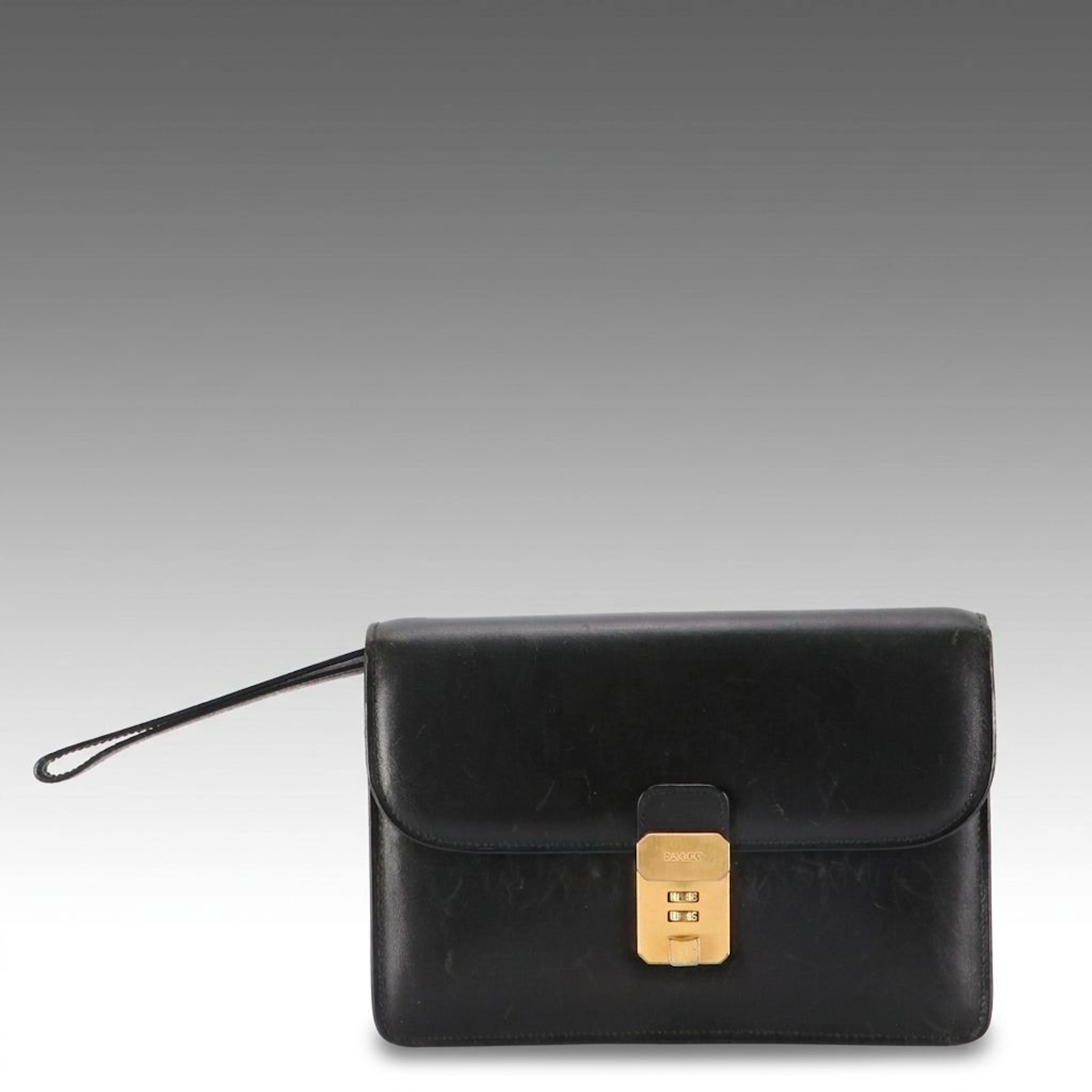 Bally Locking Clutch Wristlet in Black Leather, Vintage