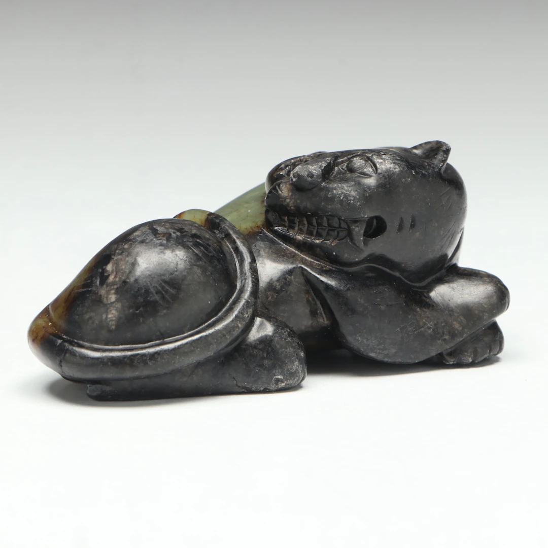 Chinese Carved Serpentine Recumbent Tiger