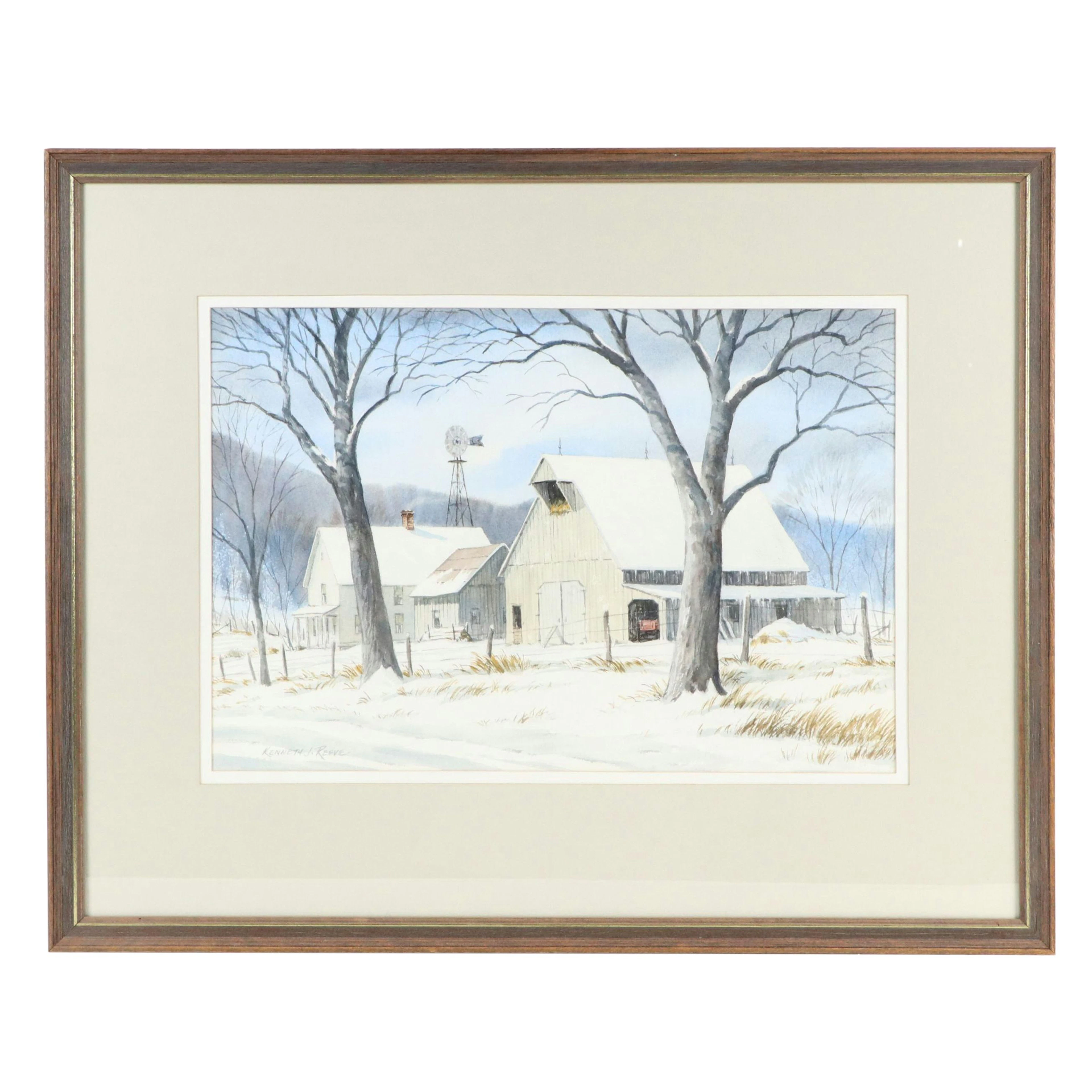 Kenneth J. Reeve Brown County Landscape Watercolor Painting "The Old Homestead"
