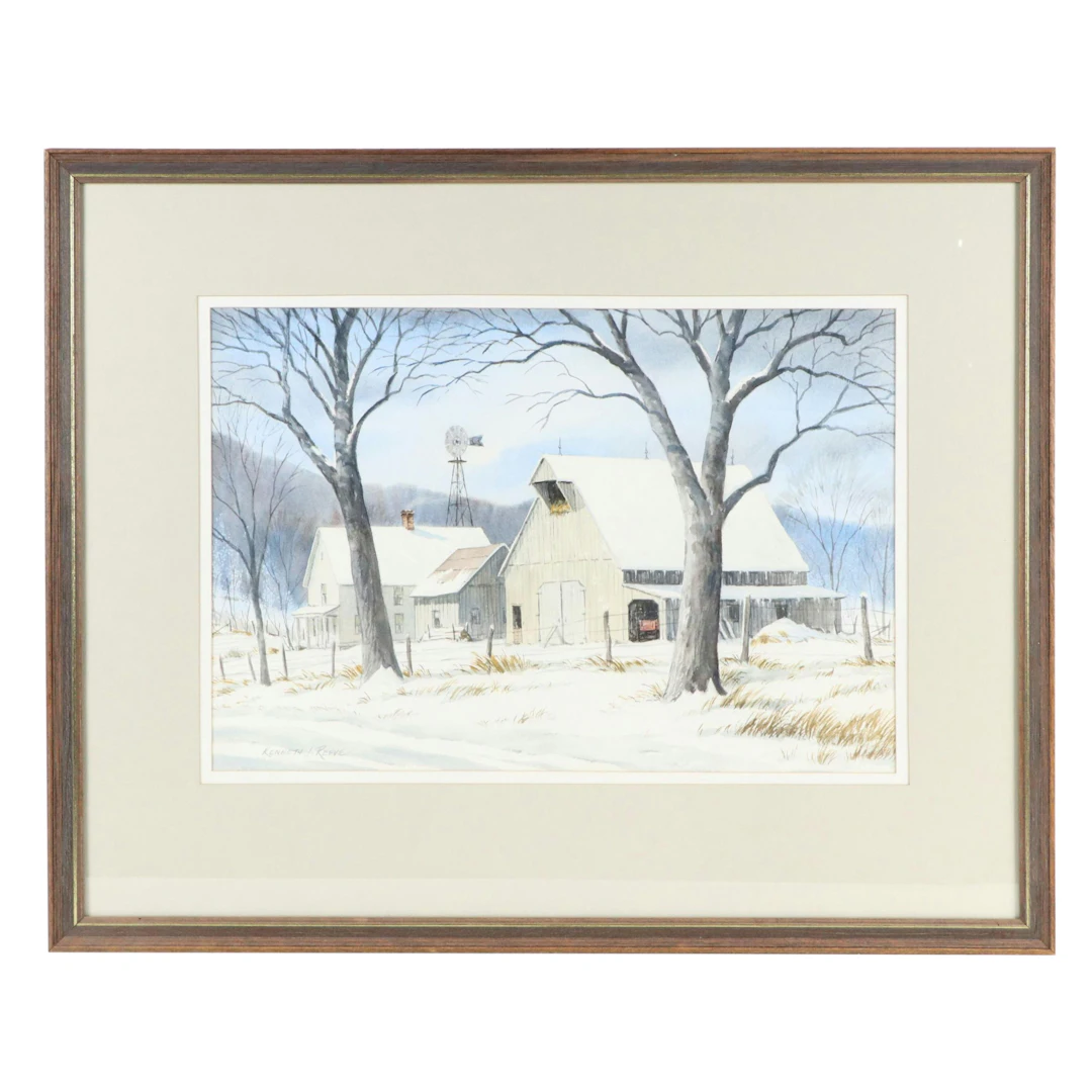 Kenneth J. Reeve Brown County Landscape Watercolor Painting "The Old Homestead"