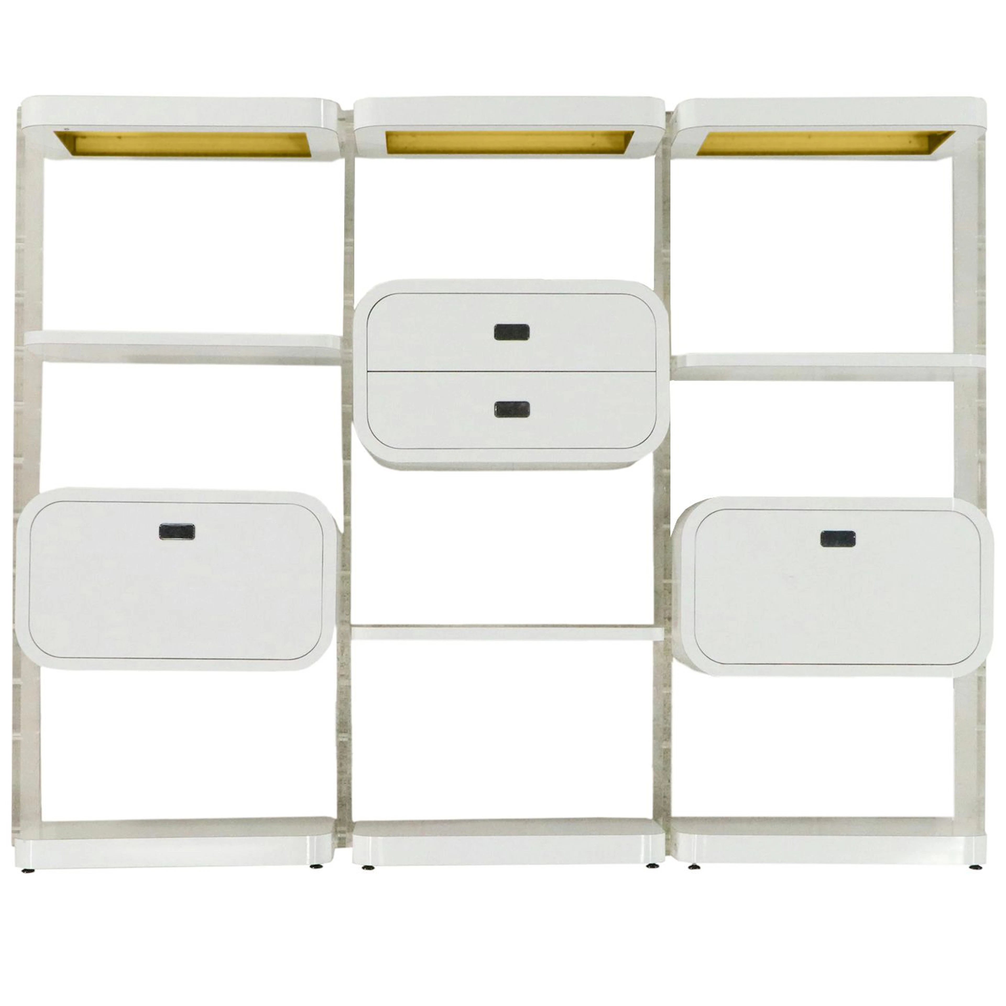Laminate and Lucite Floating Illusion Wall Unit, Manner of Michel Ducaroy