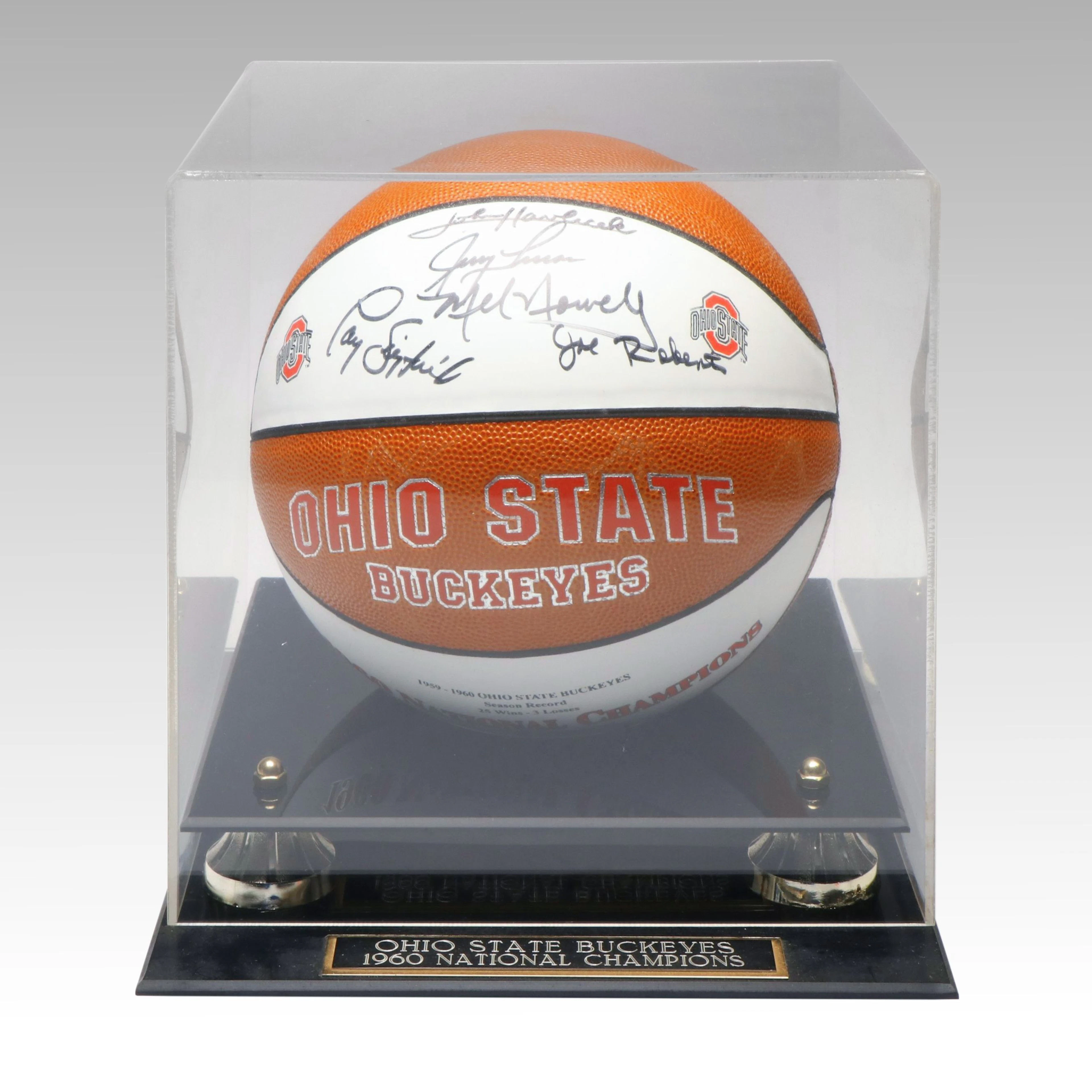 1959-60 Ohio State National Champions Team Signed Basketball with Jerry Lucas