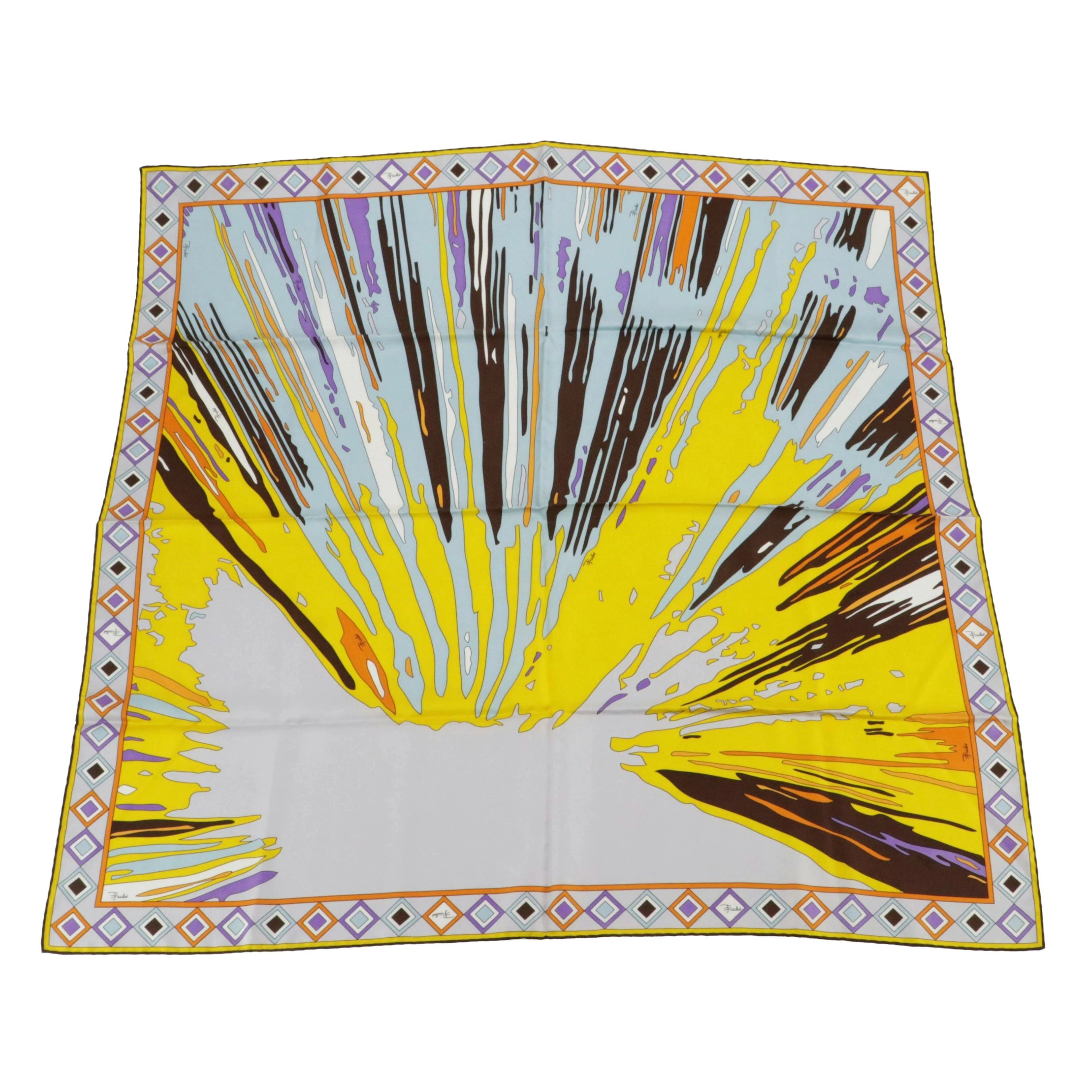 Emilio Pucci Scarf in Multicolored Abstract Printed Silk, With Tag