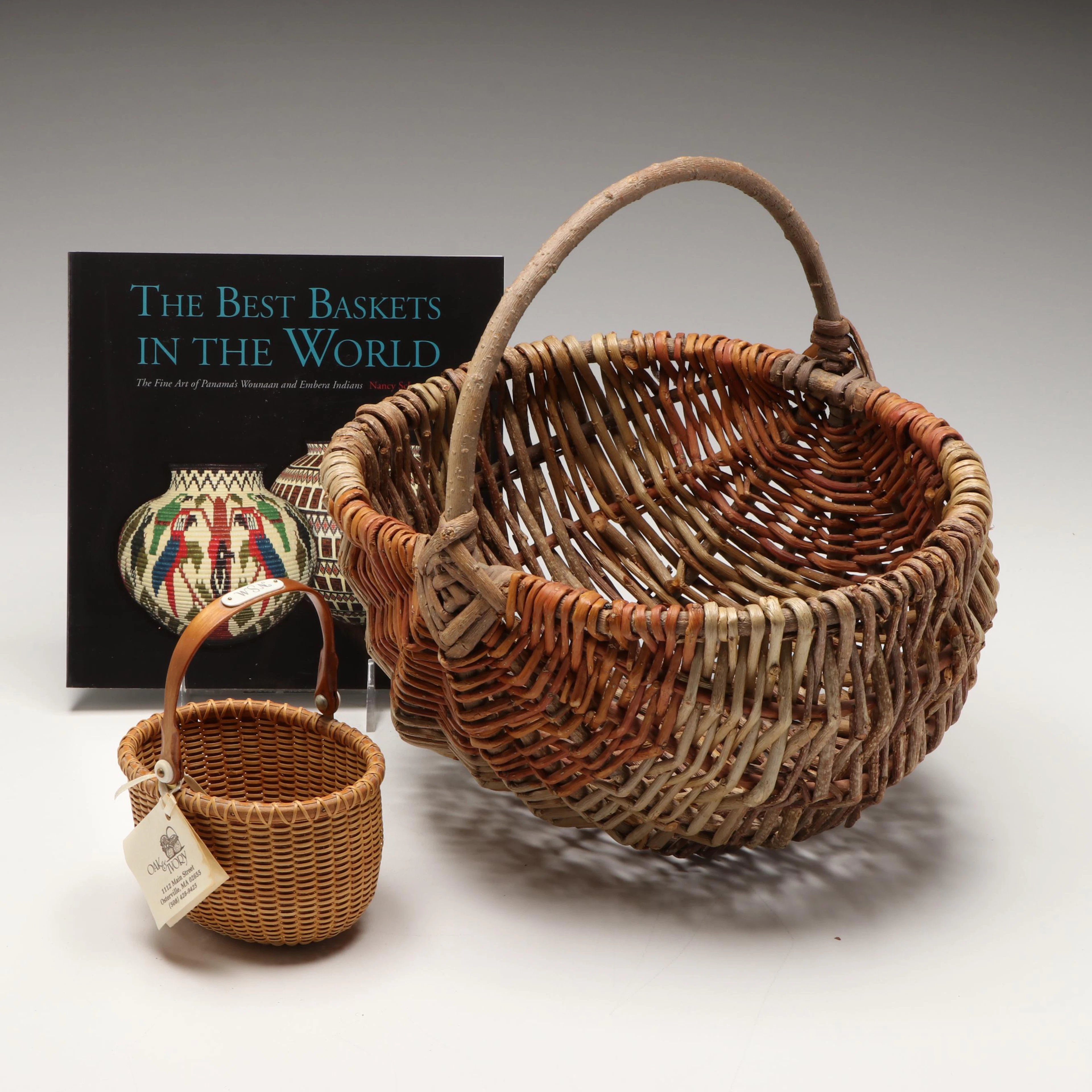 William Damer Untreated Willow Basket with Cherry Nantucket Lightship Basket