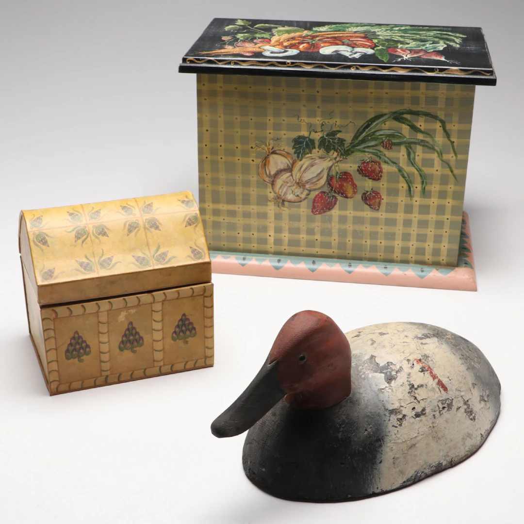 Stonehouse Farm Goods Painted Wood Box with Duck Decoy and More