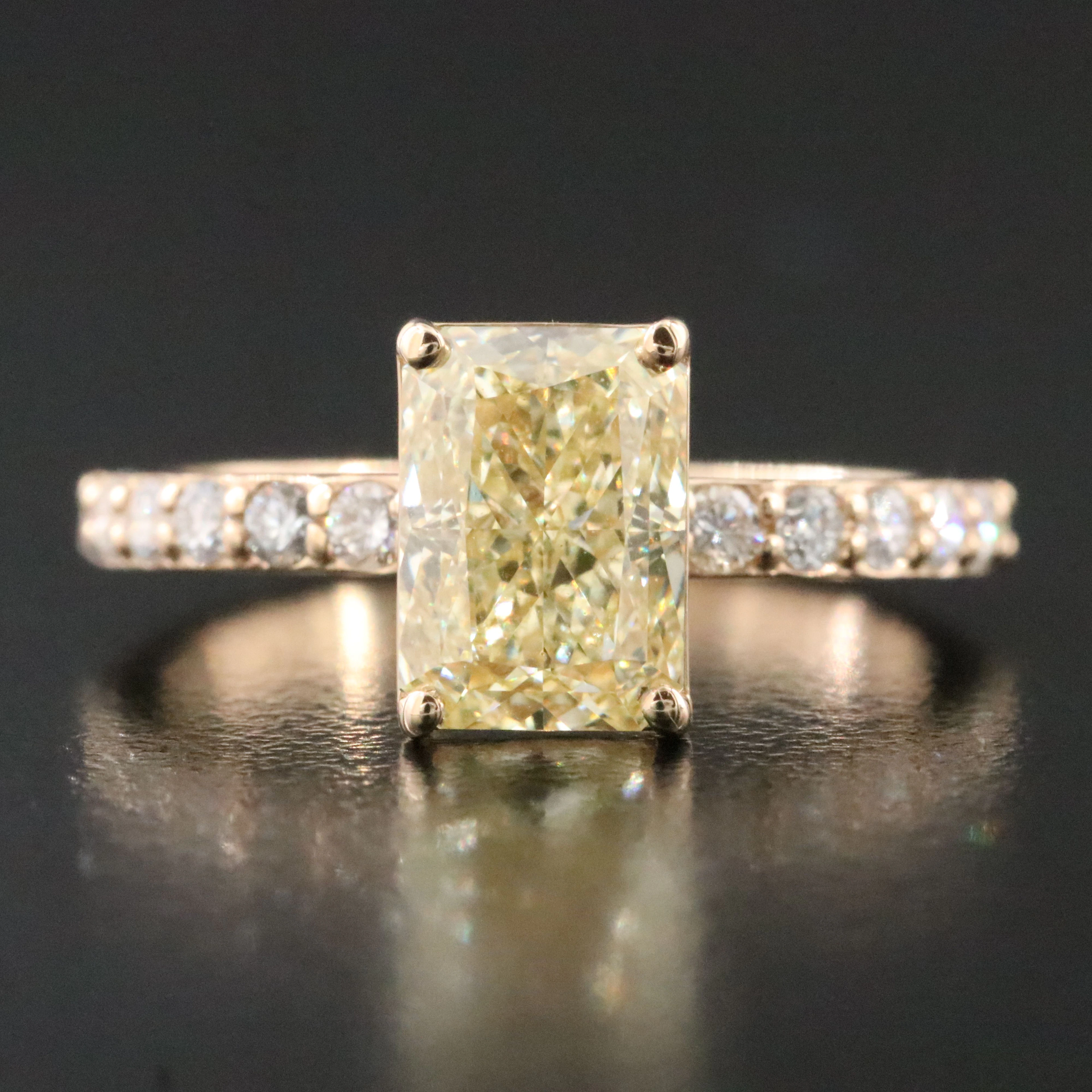 14K 2.53 CTW Lab Grown Diamond Ring w/ Fancy Intense Yellow Center & IGI Report