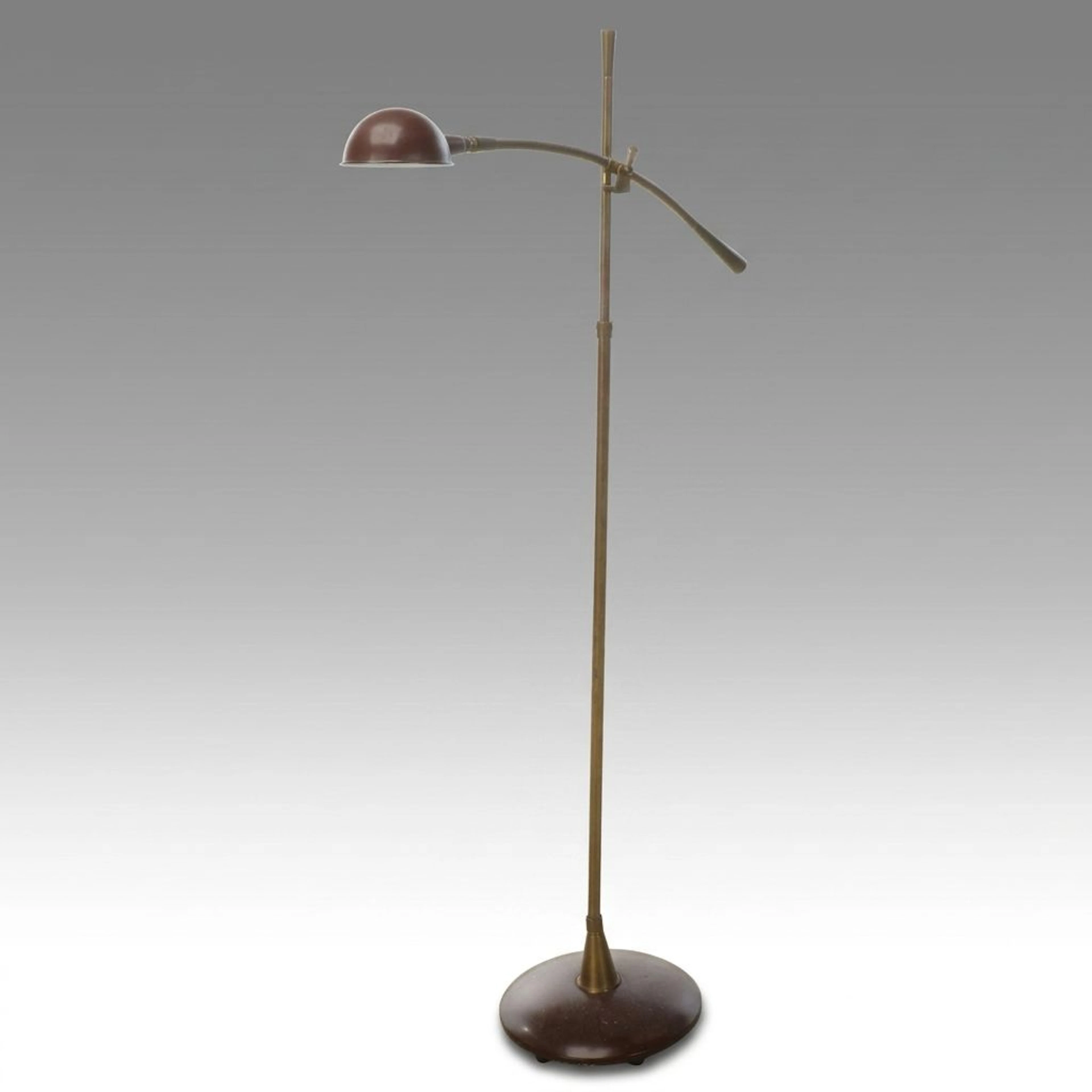 Mid Century Modern Cantilever Gilt Bronze Floor Lamp