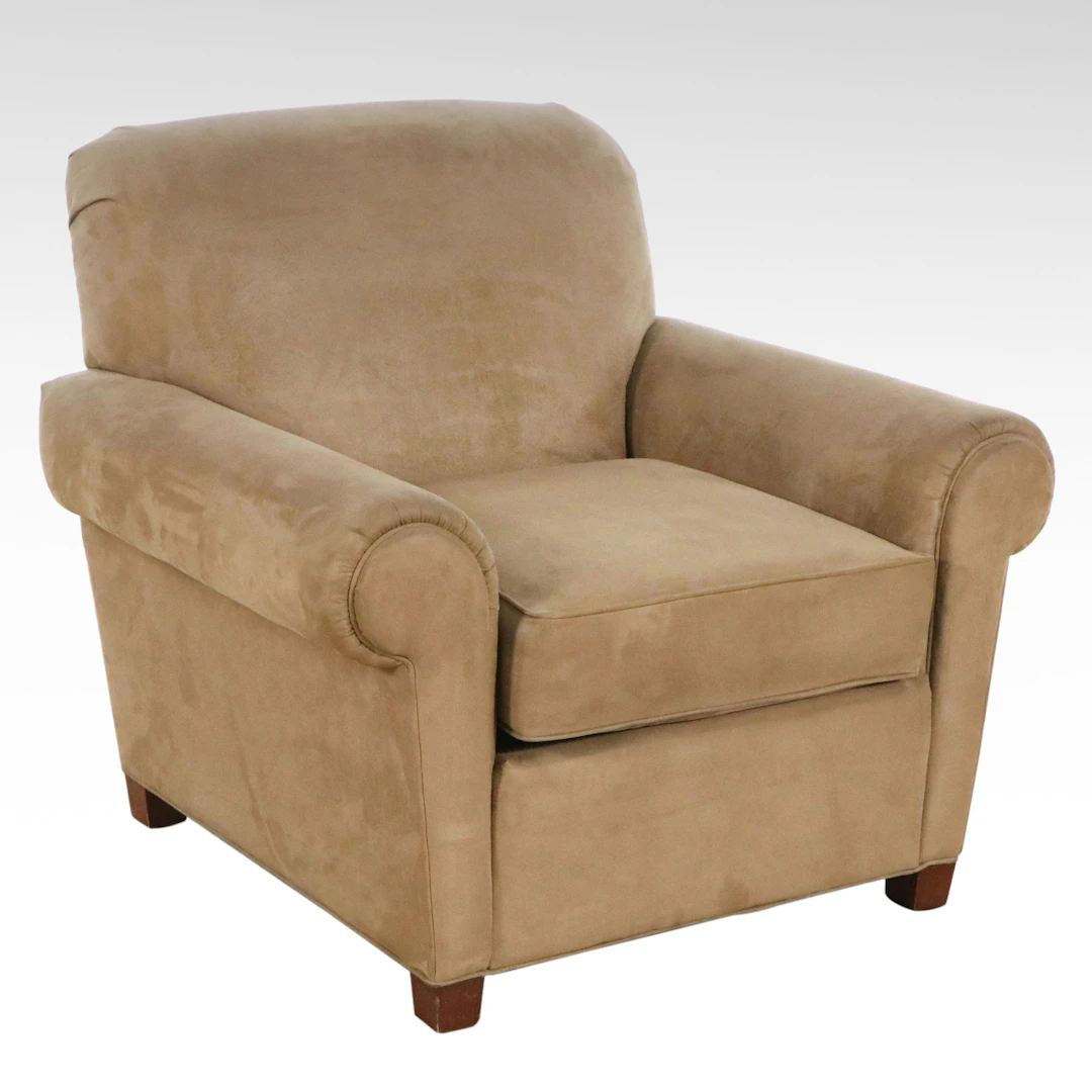 Contemporary Norwalk Furniture Tan Microfiber Upholstered Armchair