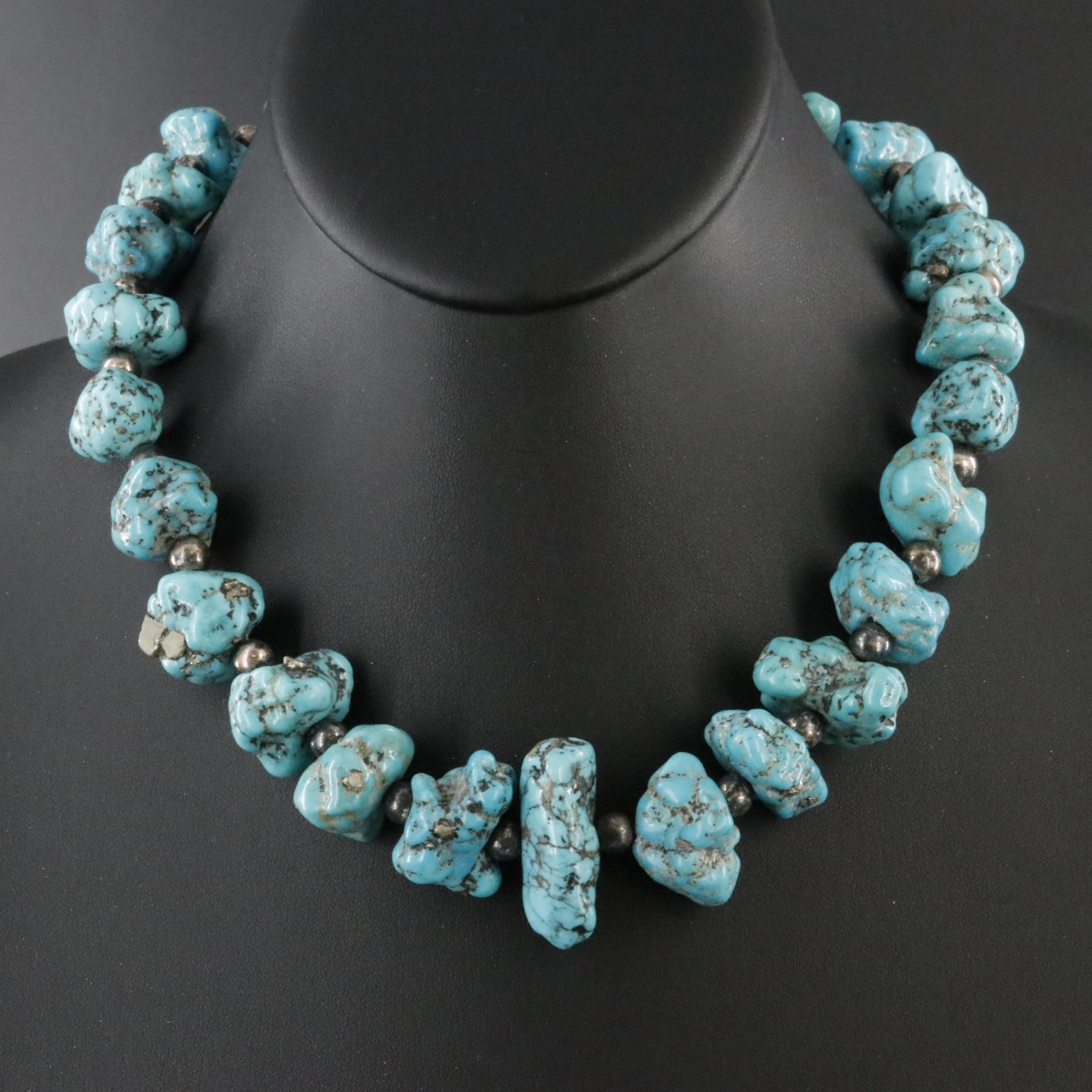 Sterling Turquoise with Pyrite Bead Necklace