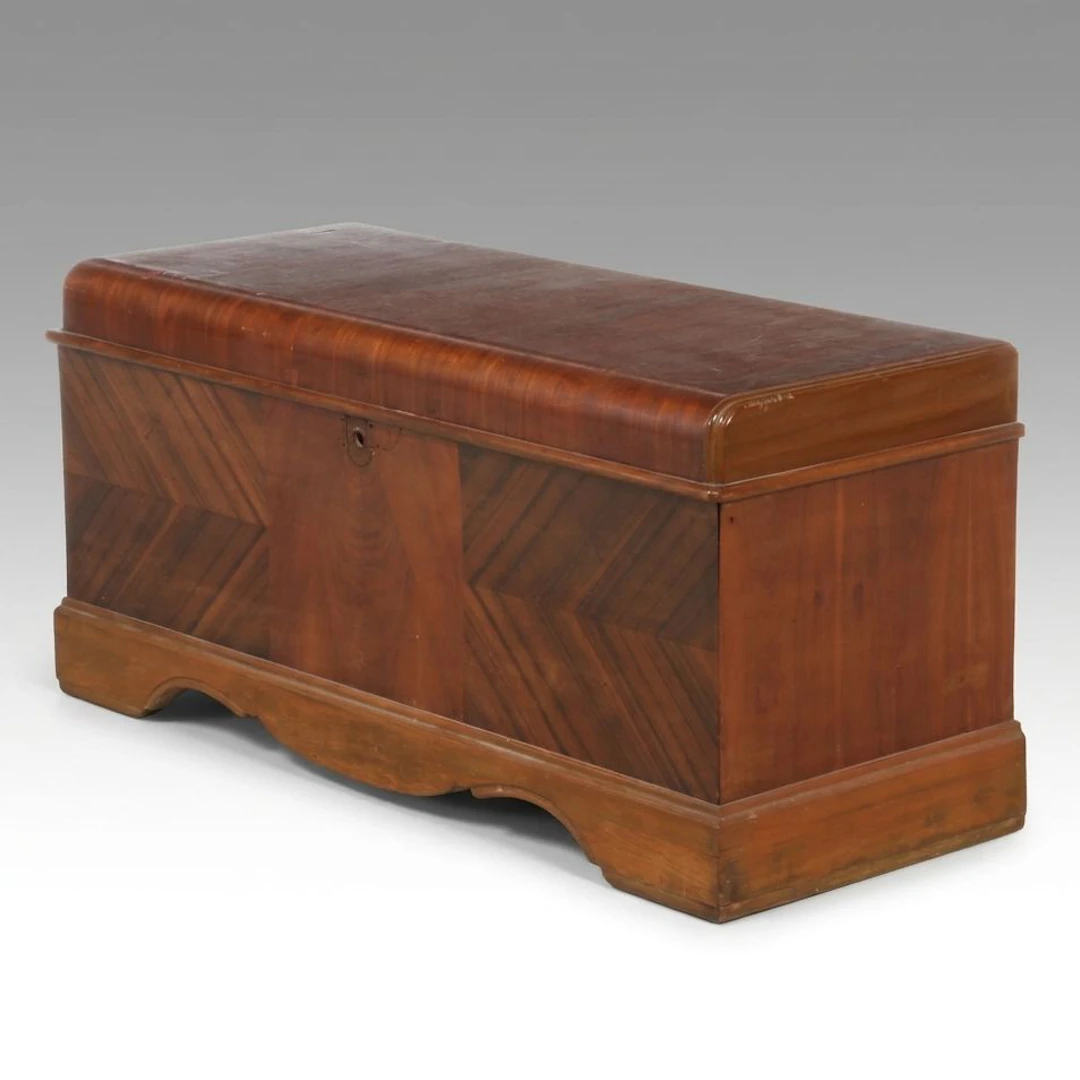 Cavalier Art Deco Waterfall Cedar Hope Chest, Early to Mid-20th Century