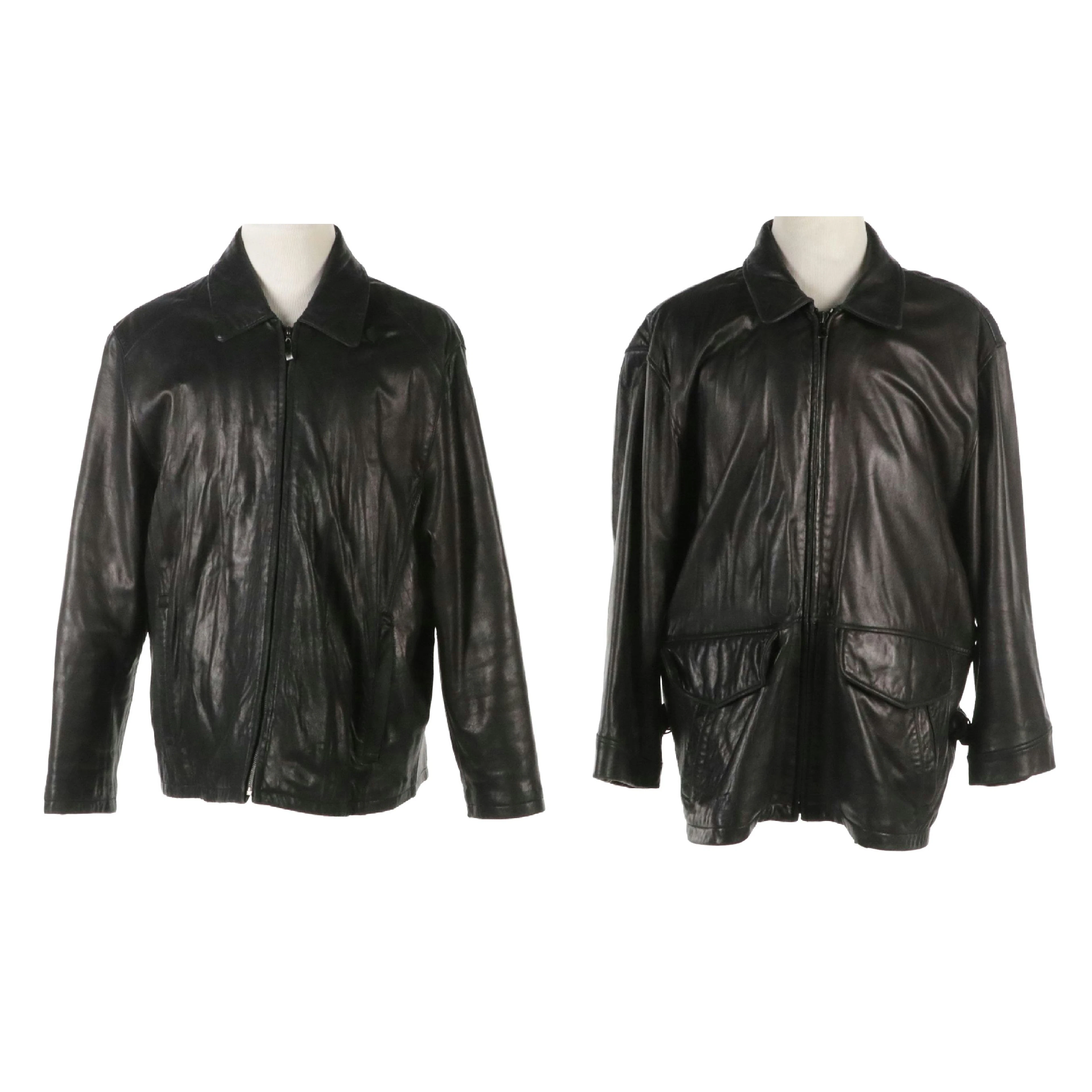 Men's AM Studio and Perry Ellis Portfolio Leather Zip Jackets