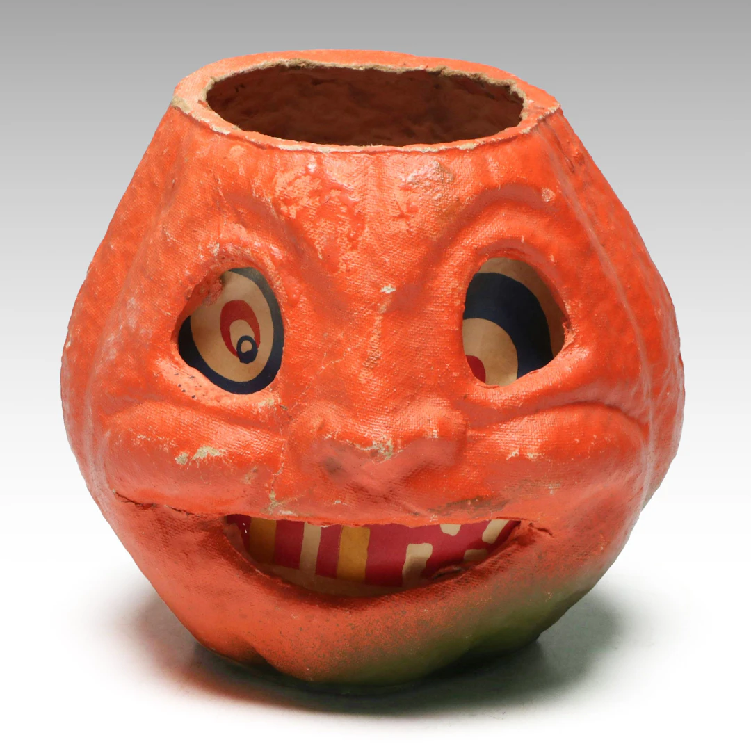 Halloween Papier-mâché Pumpkin Jack-O'-Lantern, Mid-20th Century