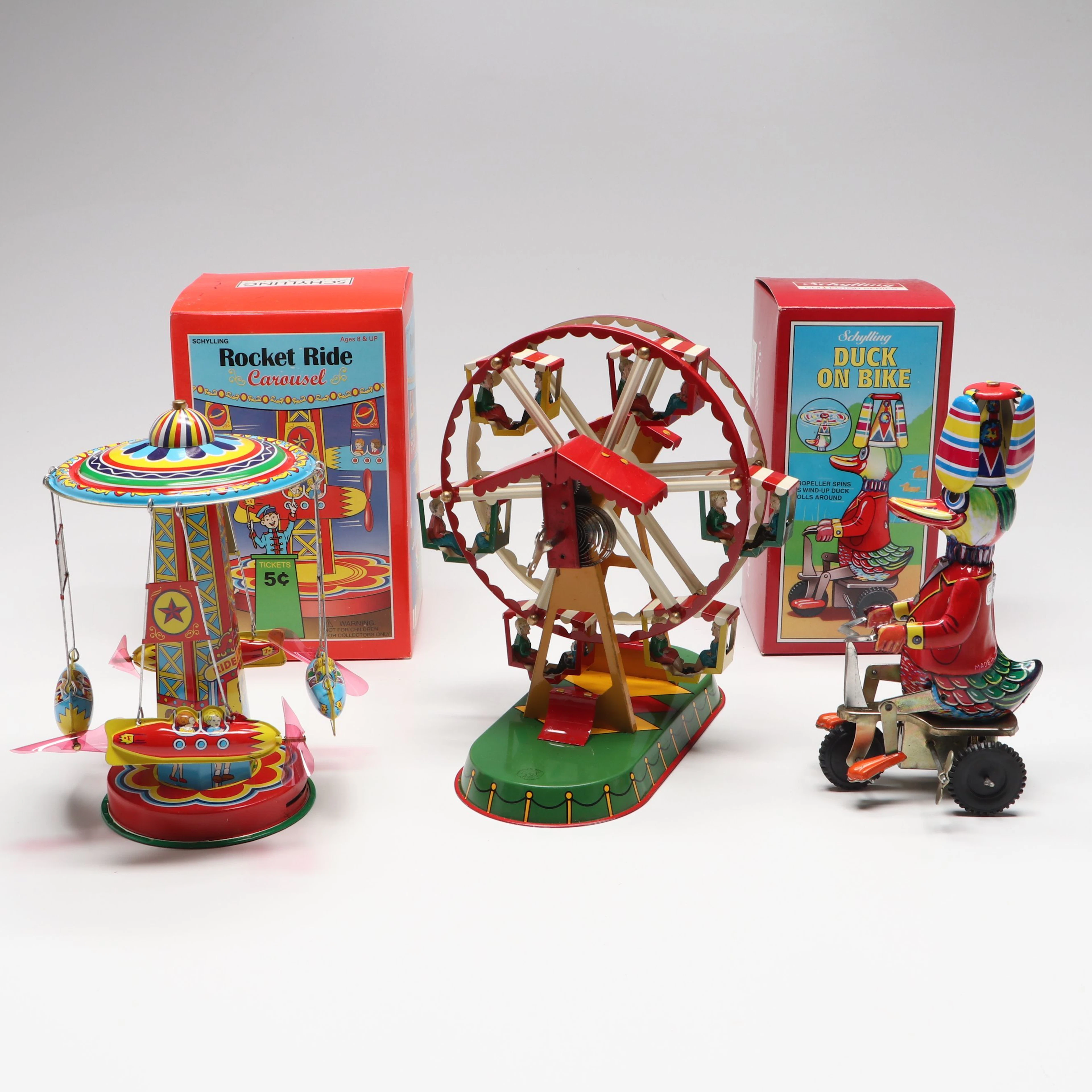 Schylling "Rocket Ride Carousel" and Other Vintage Tin Toys