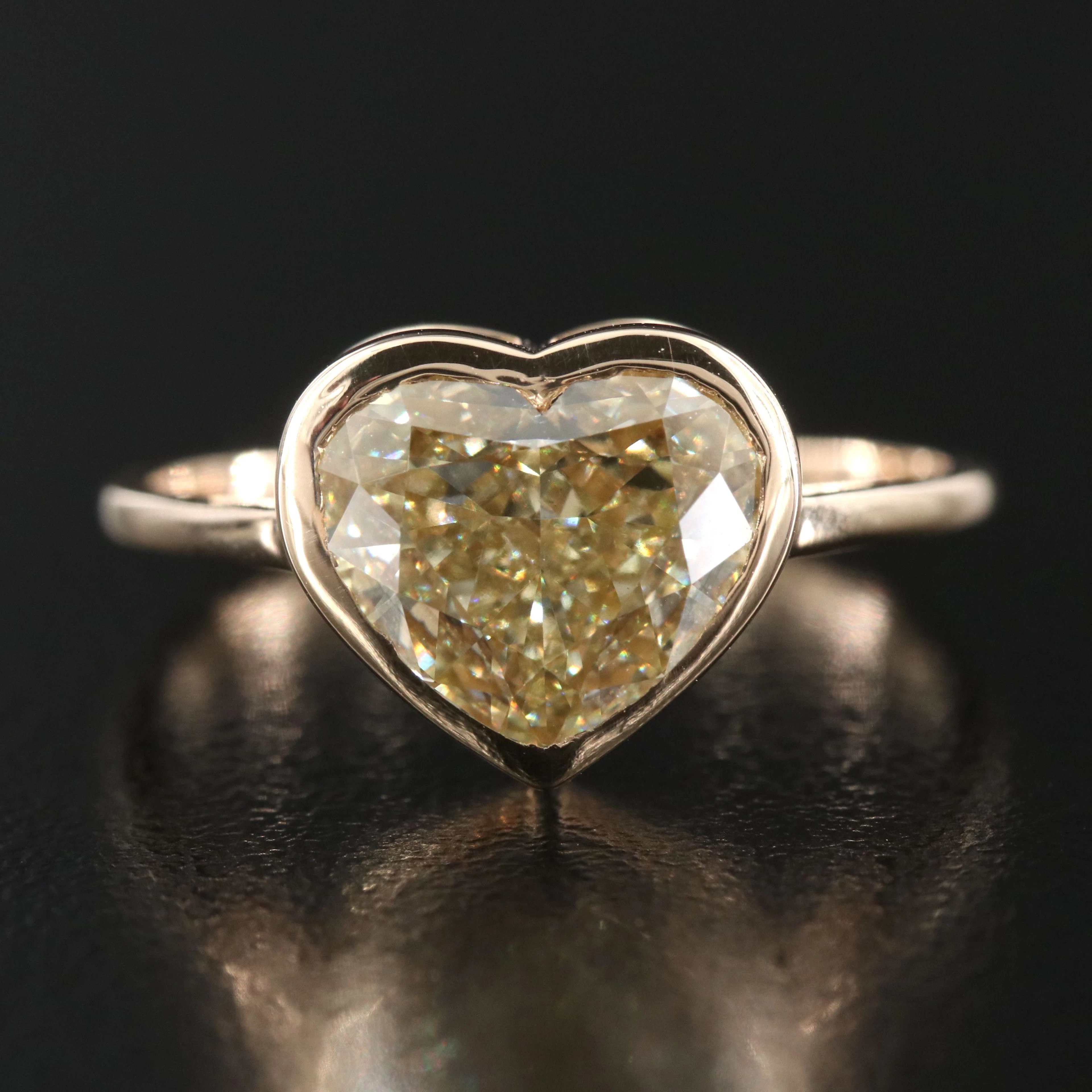 14K 2.53 CT Lab Grown Fancy Yellow Diamond Solitaire Ring with IGI Report