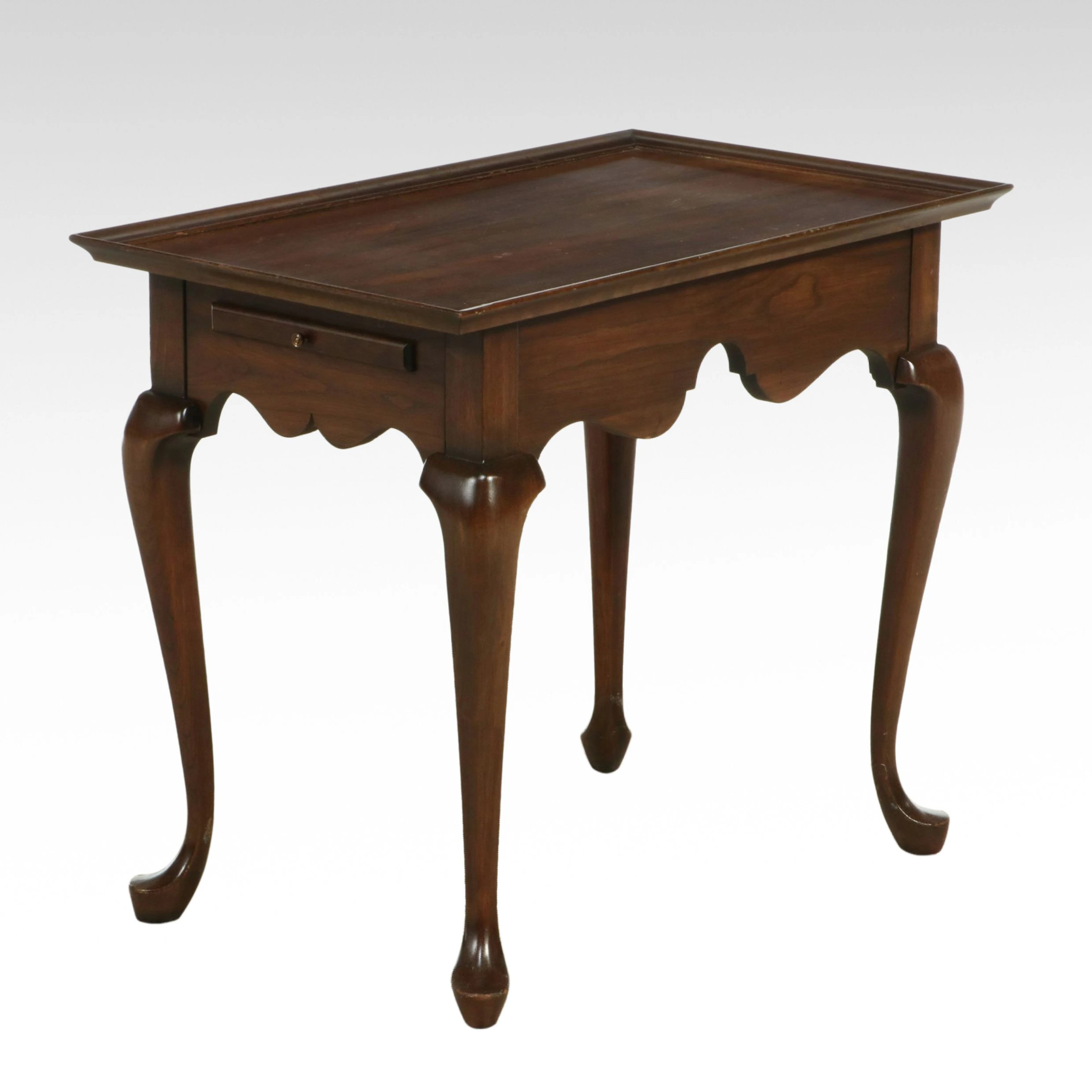 Queen Anne Style Walnut Tea Table with Candle Slide