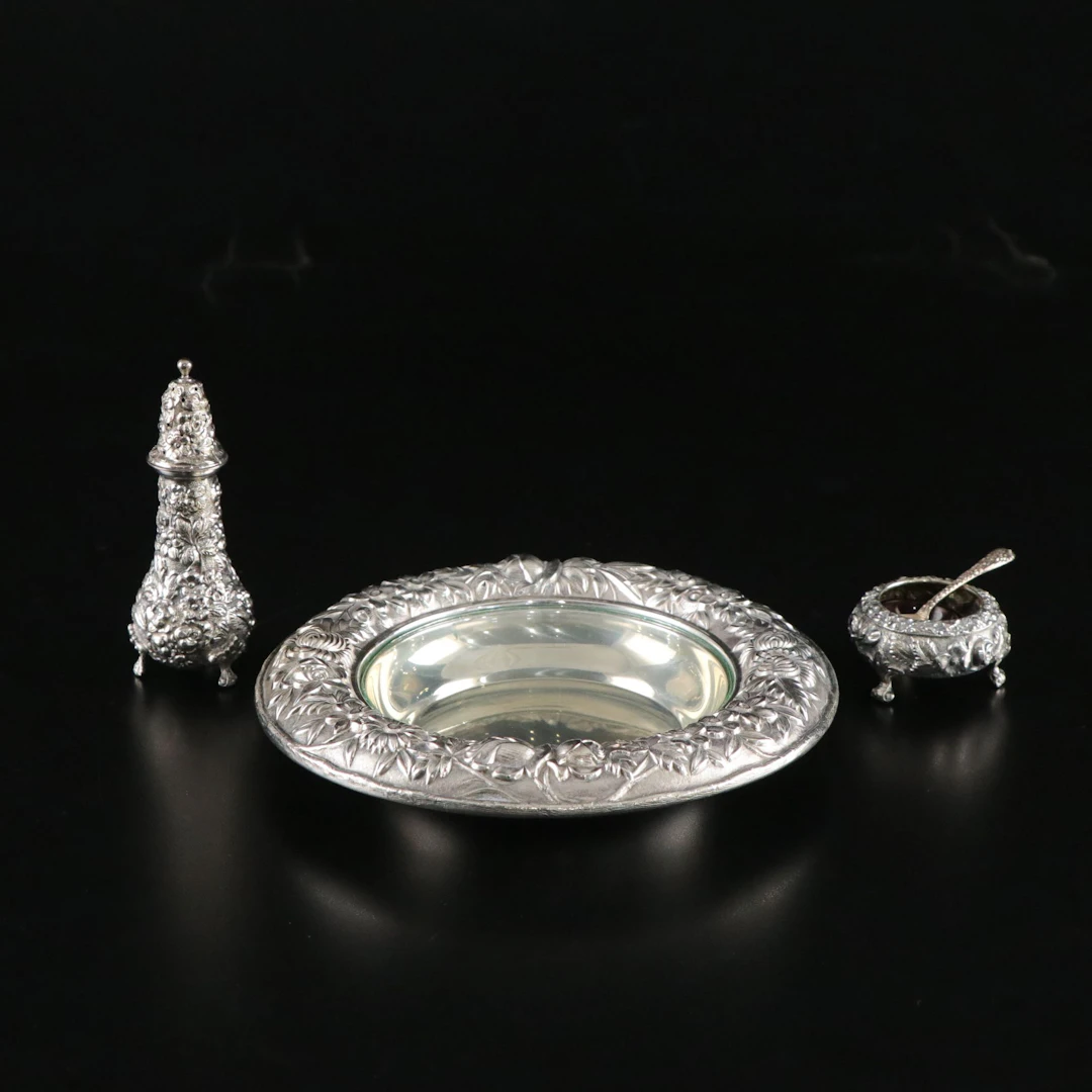 S. Kirk & Son Sterling Silver Wine Coaster, Stieff Salt Shaker, and More