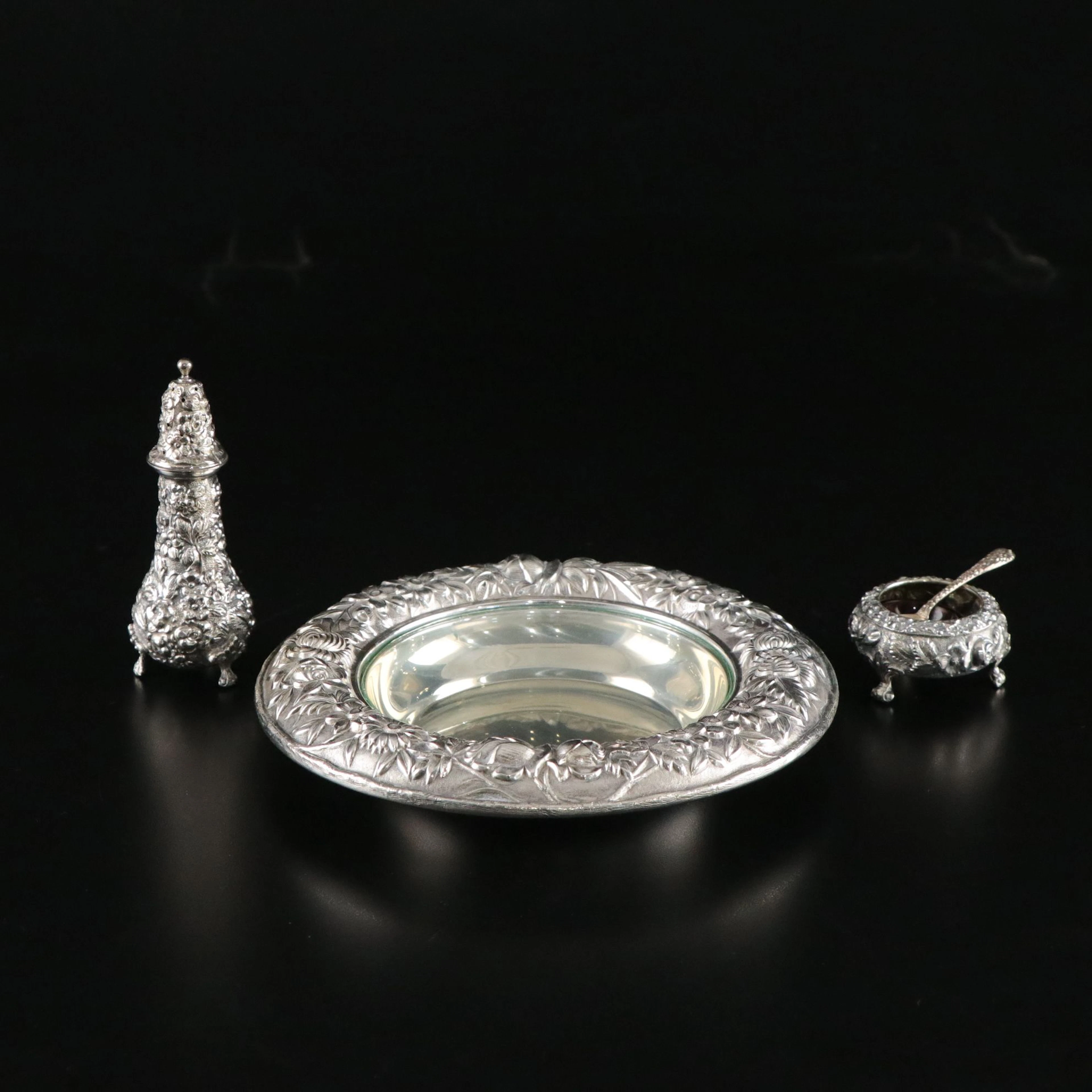 S. Kirk & Son Sterling Silver Wine Coaster, Stieff Salt Shaker, and More