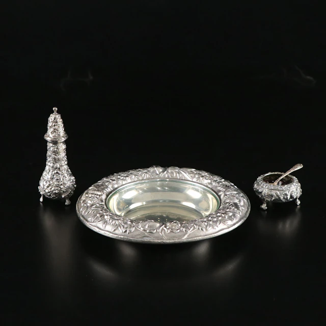 S. Kirk & Son Sterling Silver Wine Coaster, Stieff Salt Shaker, and More