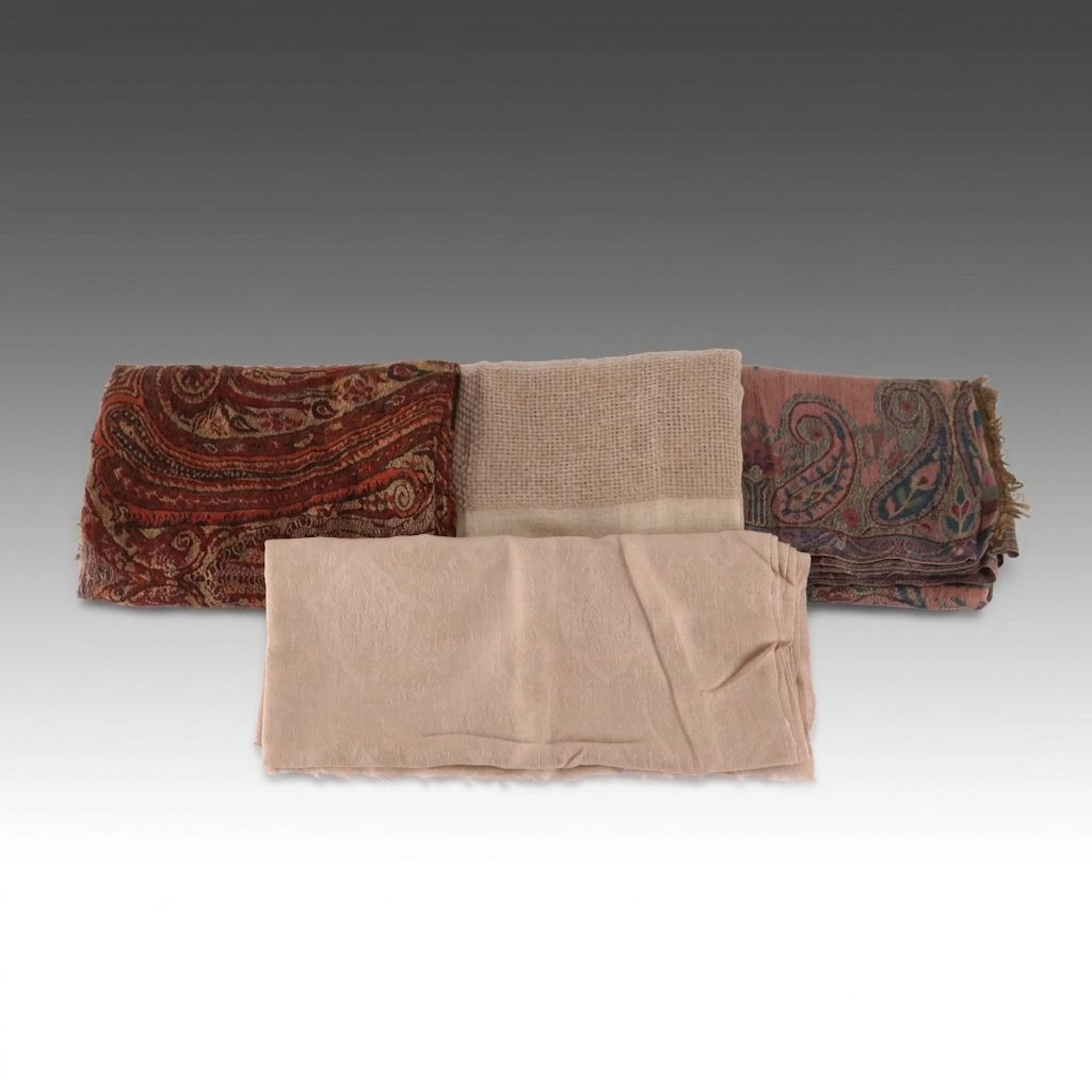 Paisley Printed and Beige Cashmere Blend Scarves/Scarf Shawls