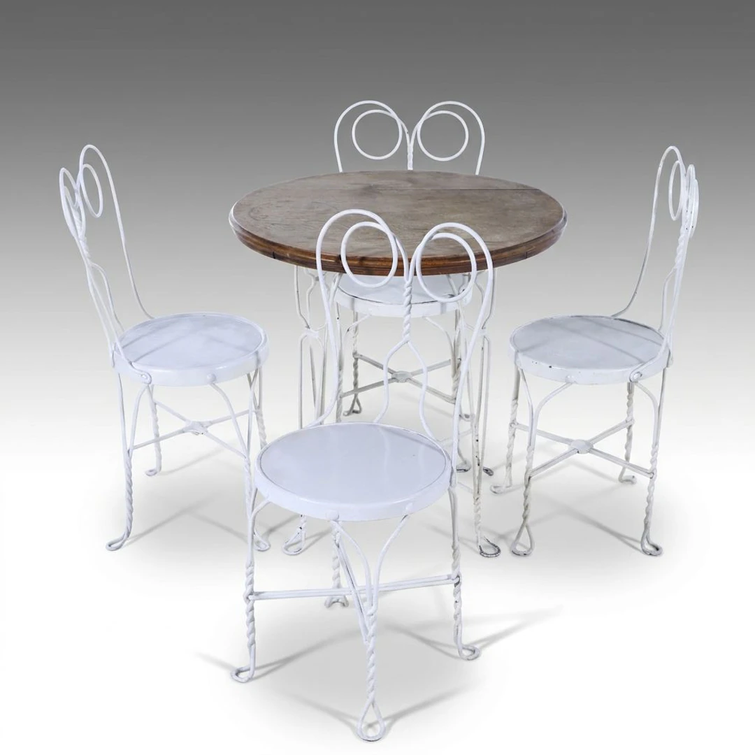 Victorian Style Metal and Wood Five-Piece Bistro Set