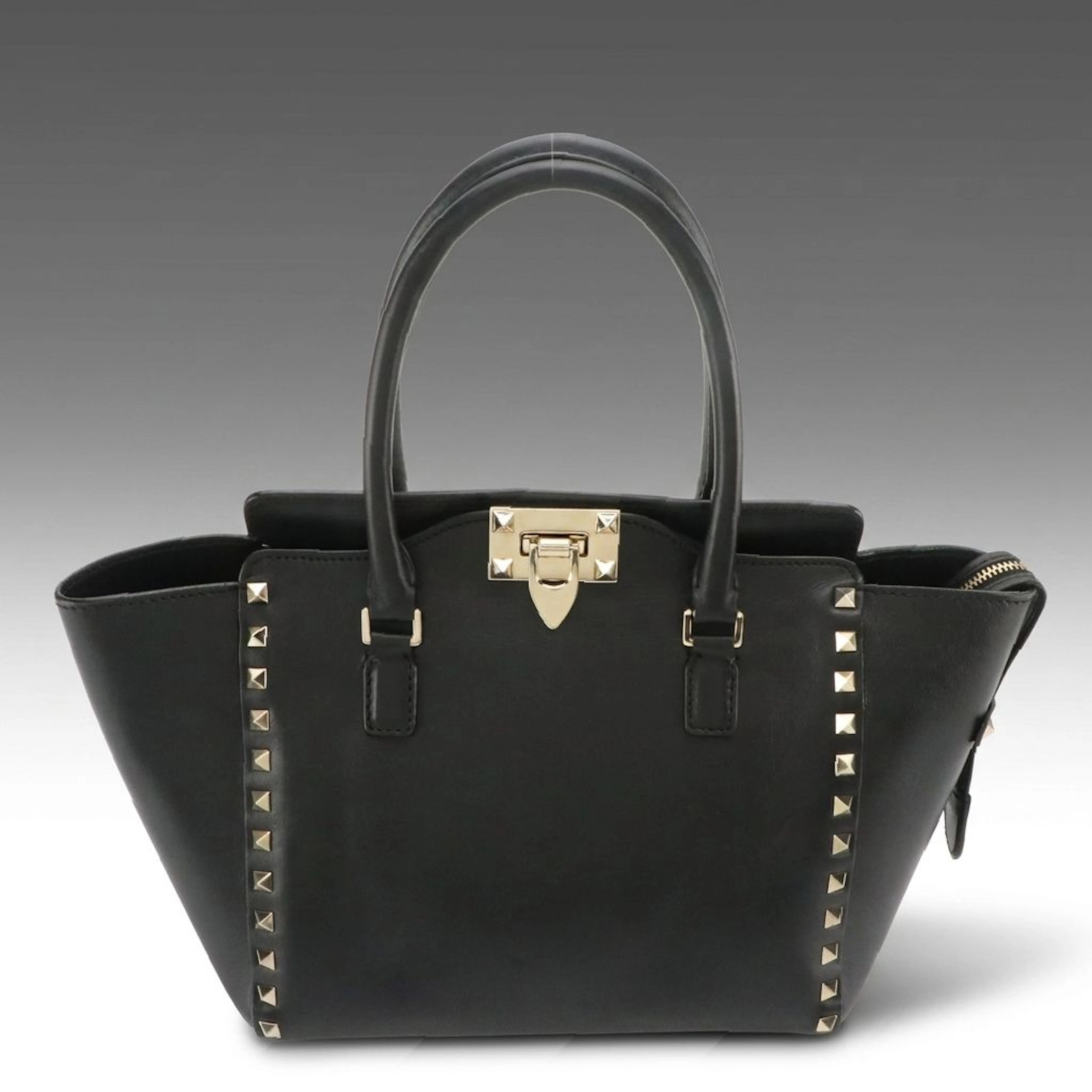 Valentino Garavani Rockstud Two-Way Bag in Black Calfskin Leather