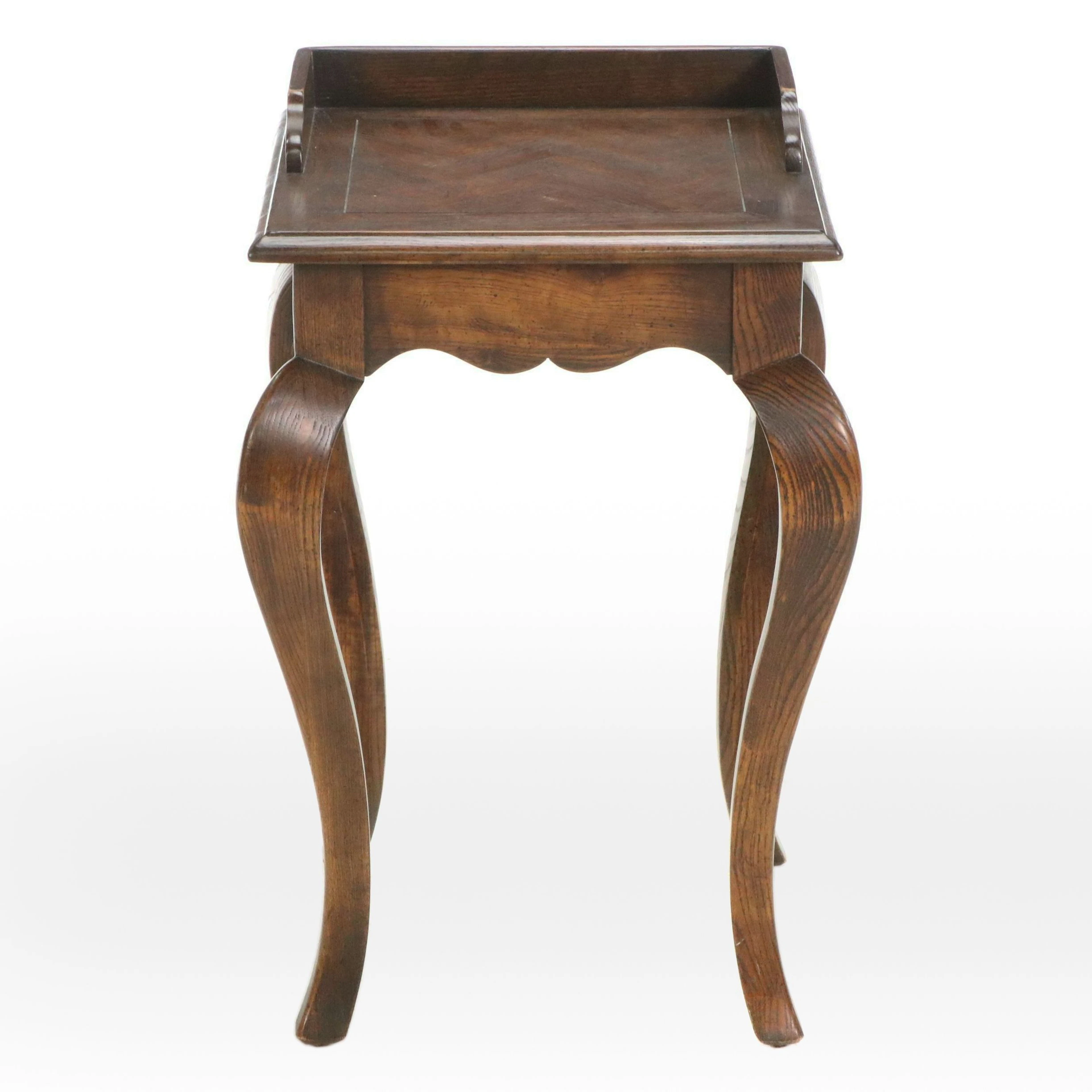 French Provincial Style Parquet Oak End Table, Late 20th Century