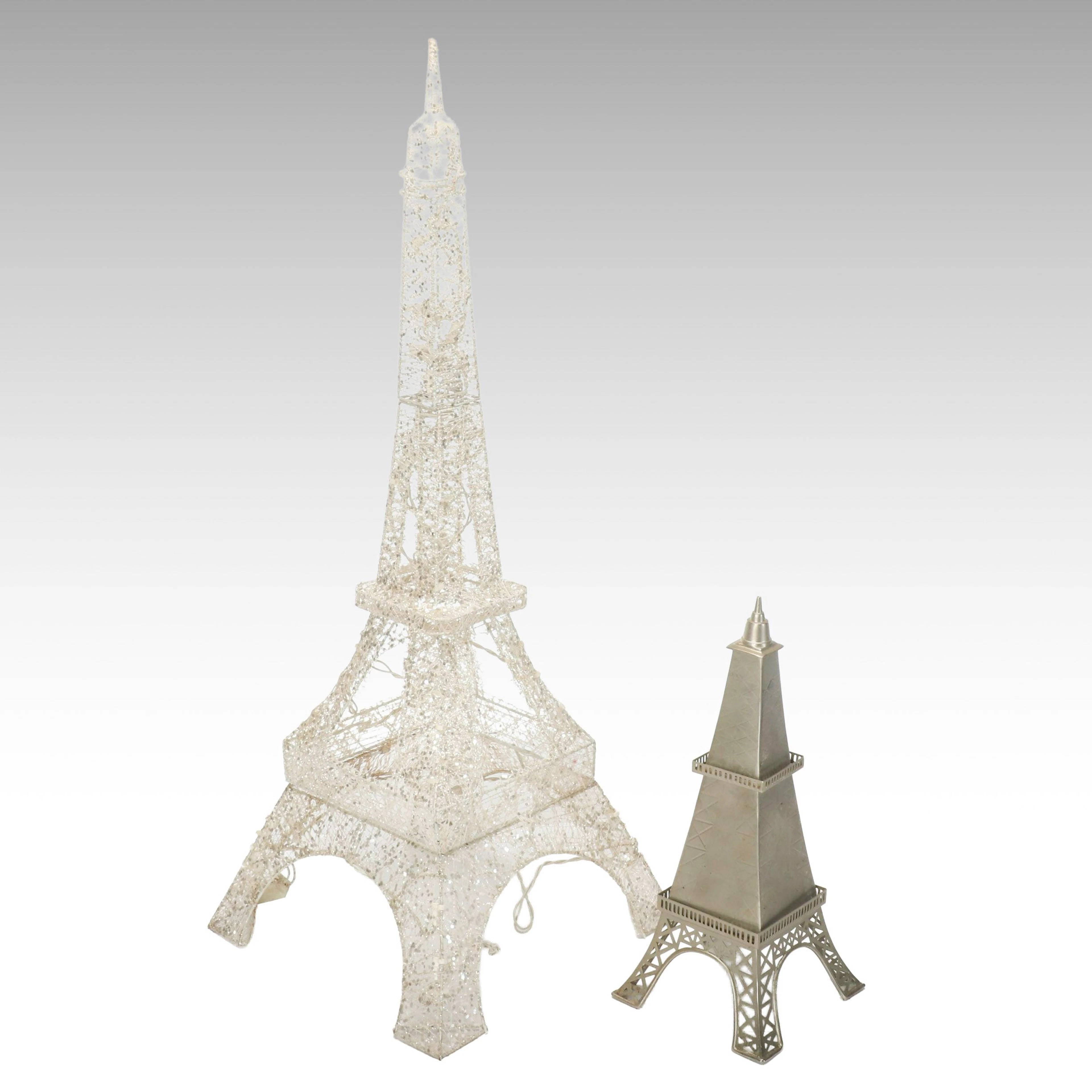 Eiffel Tower Metal Souvenir Decanter with Illuminated Figurine