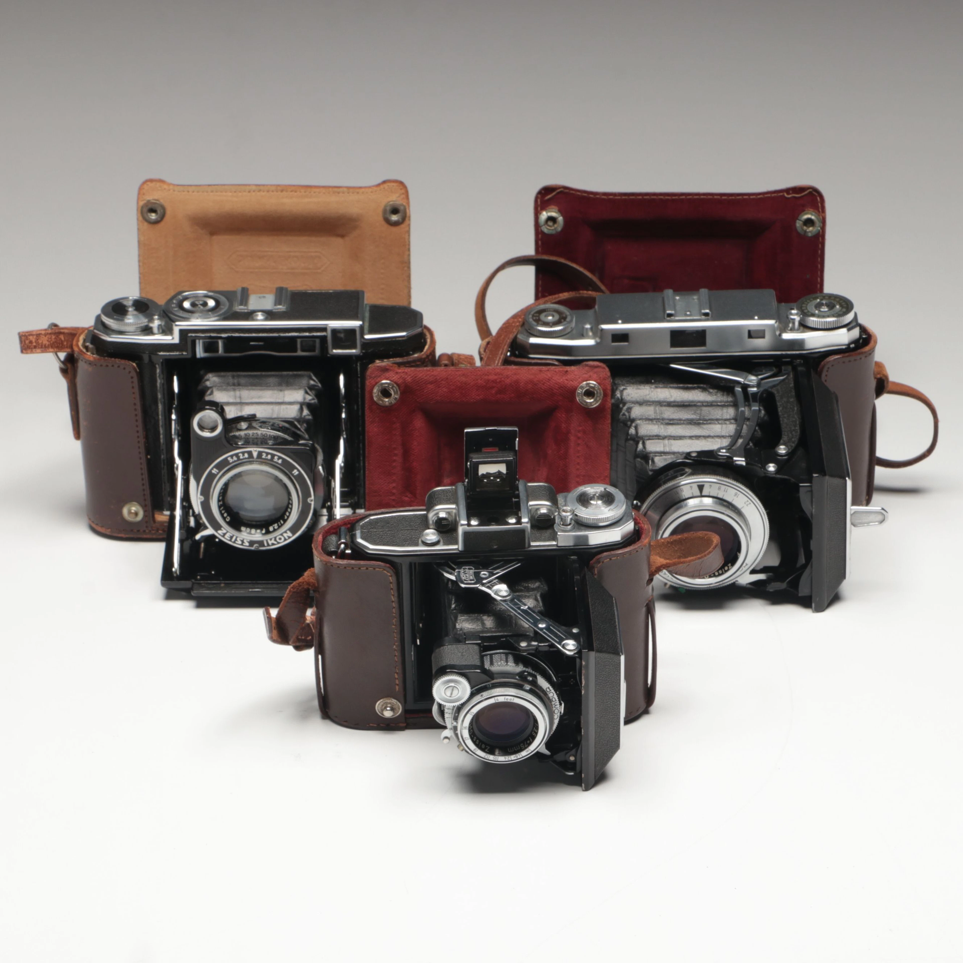 Zeiss Super Ikonta and Ikonta Rangefinder Folding Cameras in Cases, 1930s