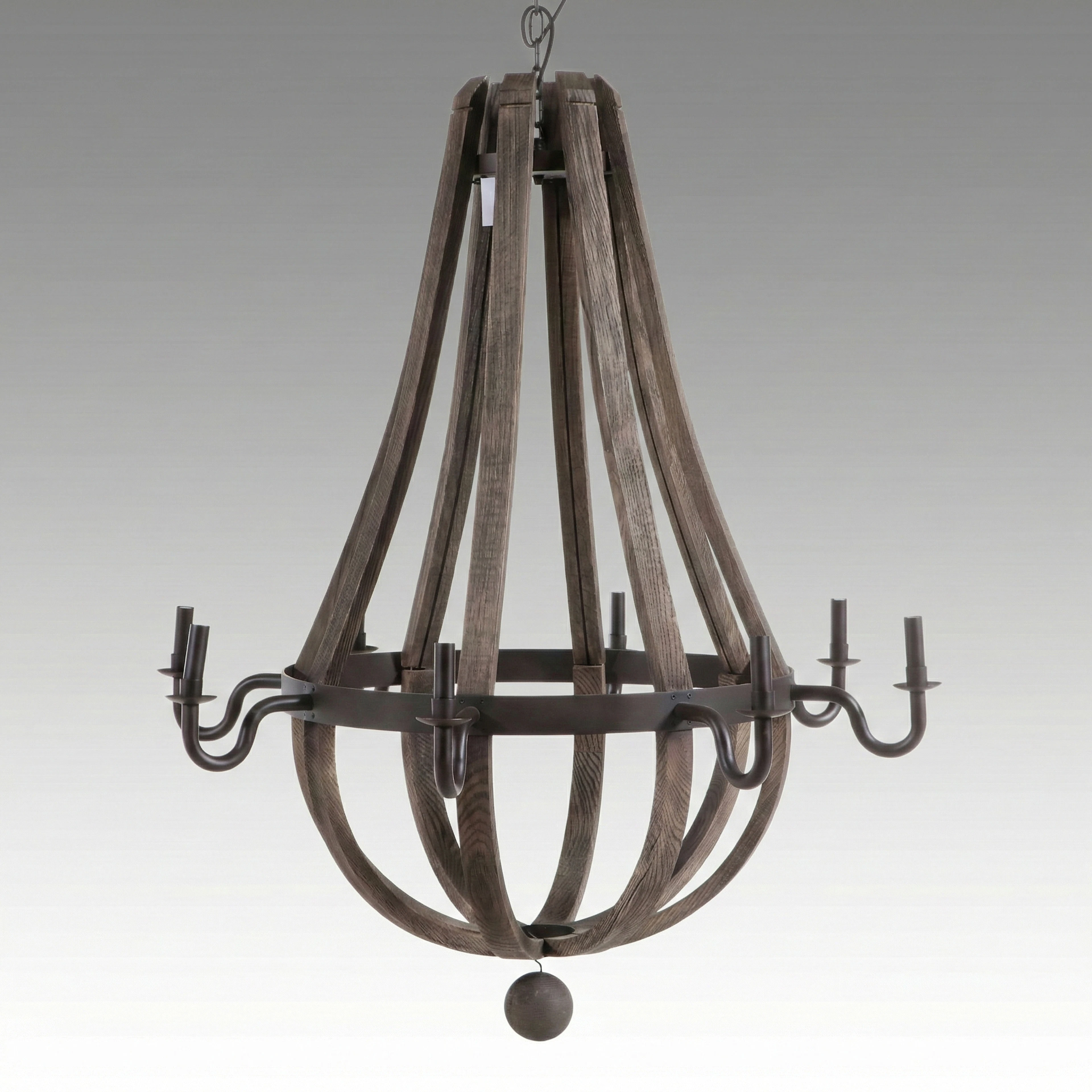 BOBO Rustic Wood and Banded Metal Teardrop Chandelier