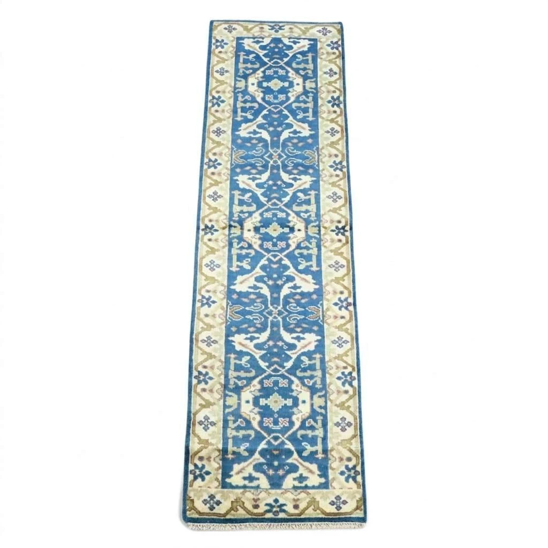 2'9 x 10'1 Hand-Knotted Indo-Turkish Oushak Carpet Runner