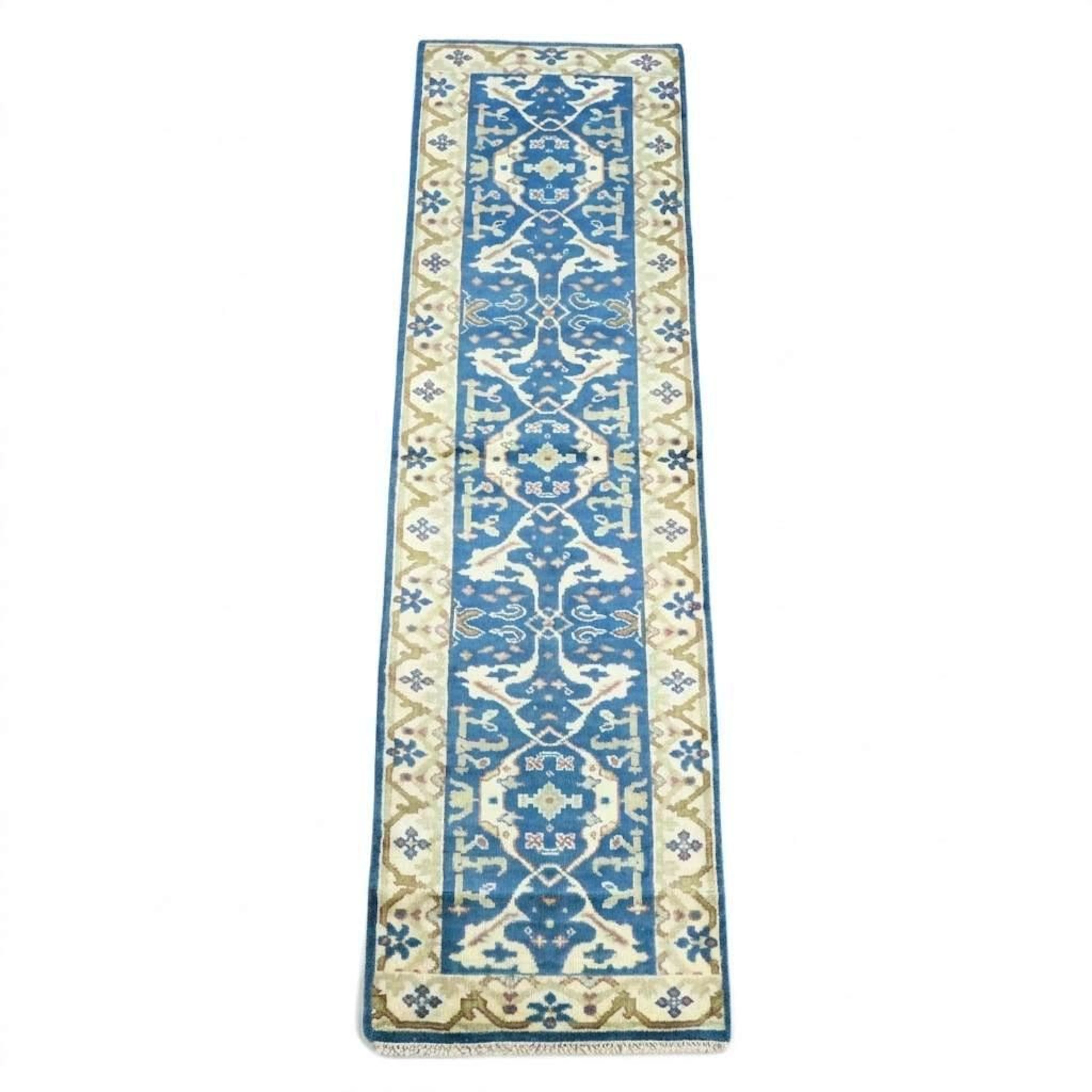 2'9 x 10'1 Hand-Knotted Indo-Turkish Oushak Carpet Runner