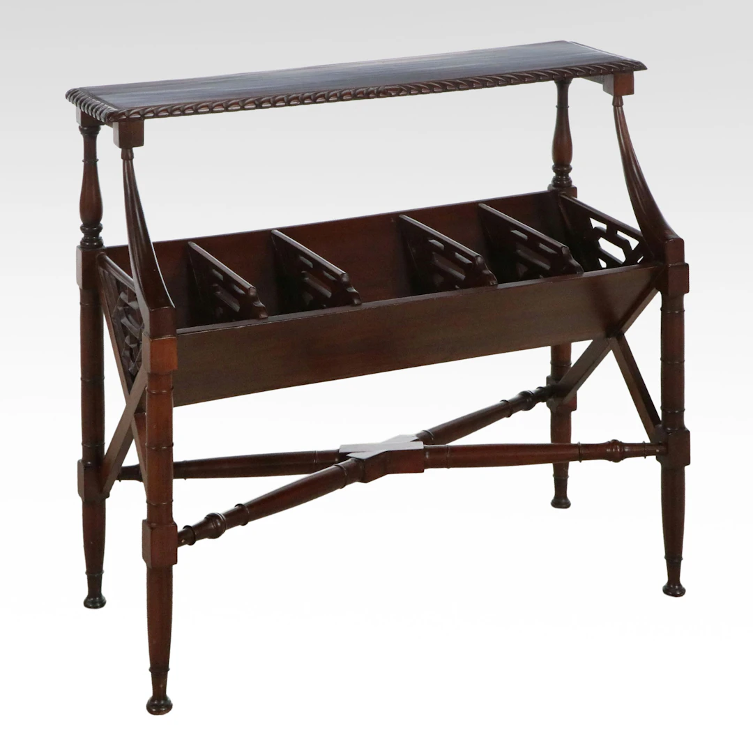 Chinese Chippendale Style Mahogany Book Trough, 20th Century