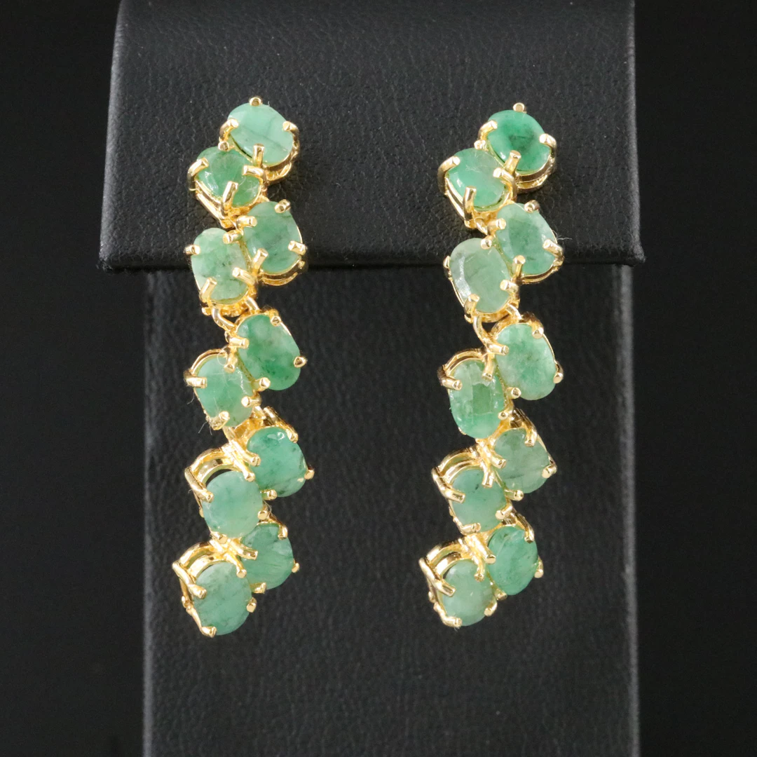 Sterling Emerald Dangle Earrings