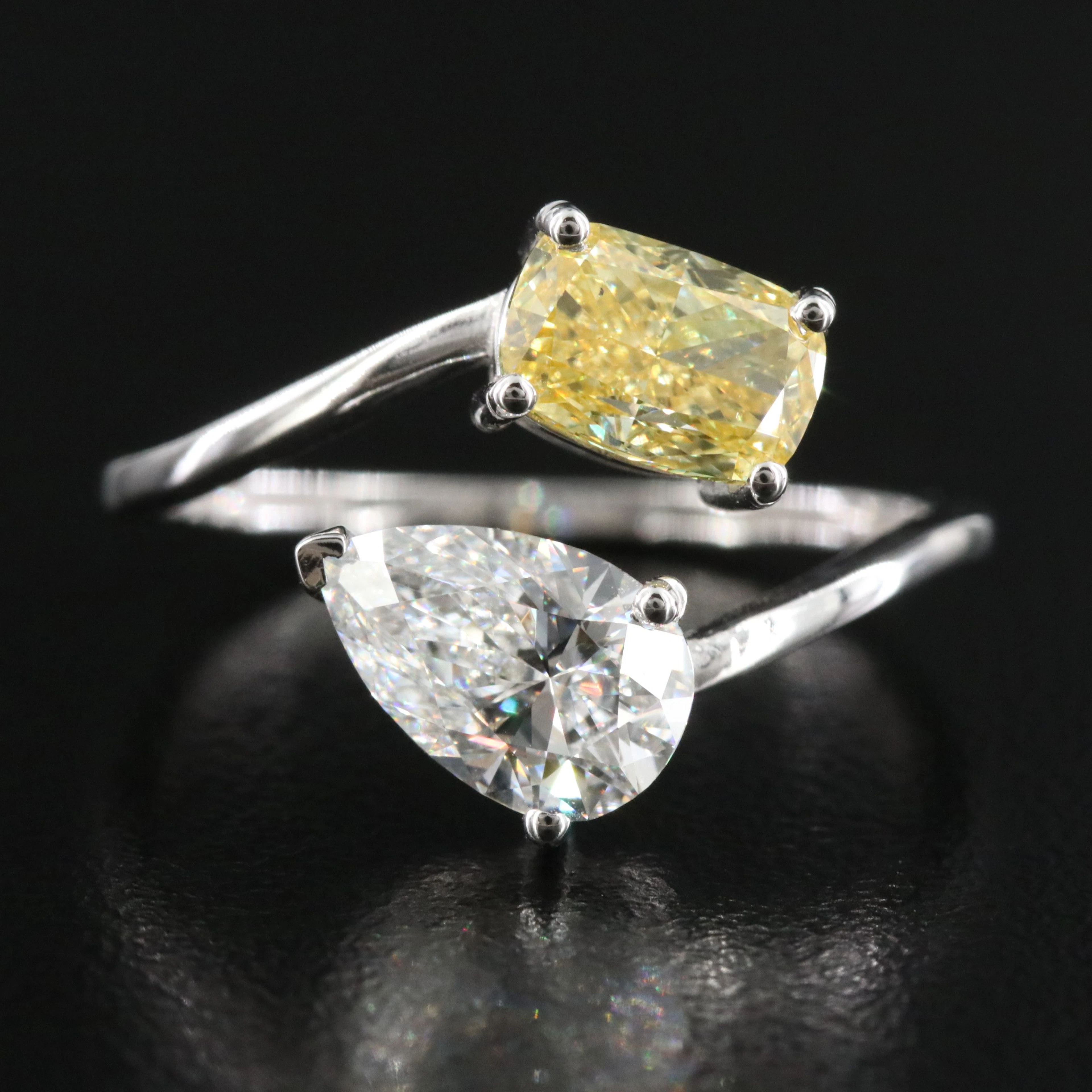 14K 2.00 CTW Lab Grown Diamond Ring with IGI Reports and Fancy Vivid Yellow