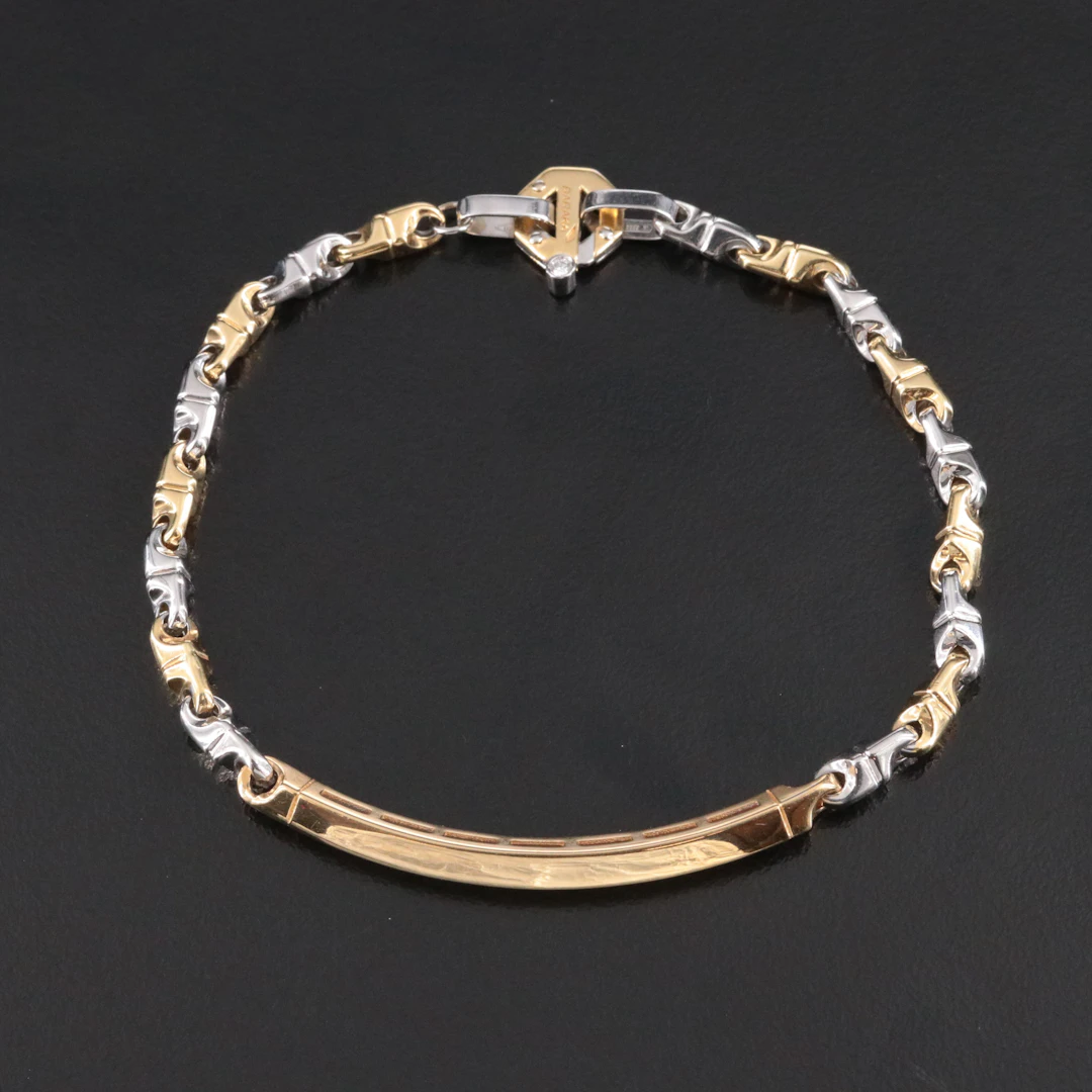 Baraka 18K Two Tone Fancy Link Bracelet with Diamond Accent