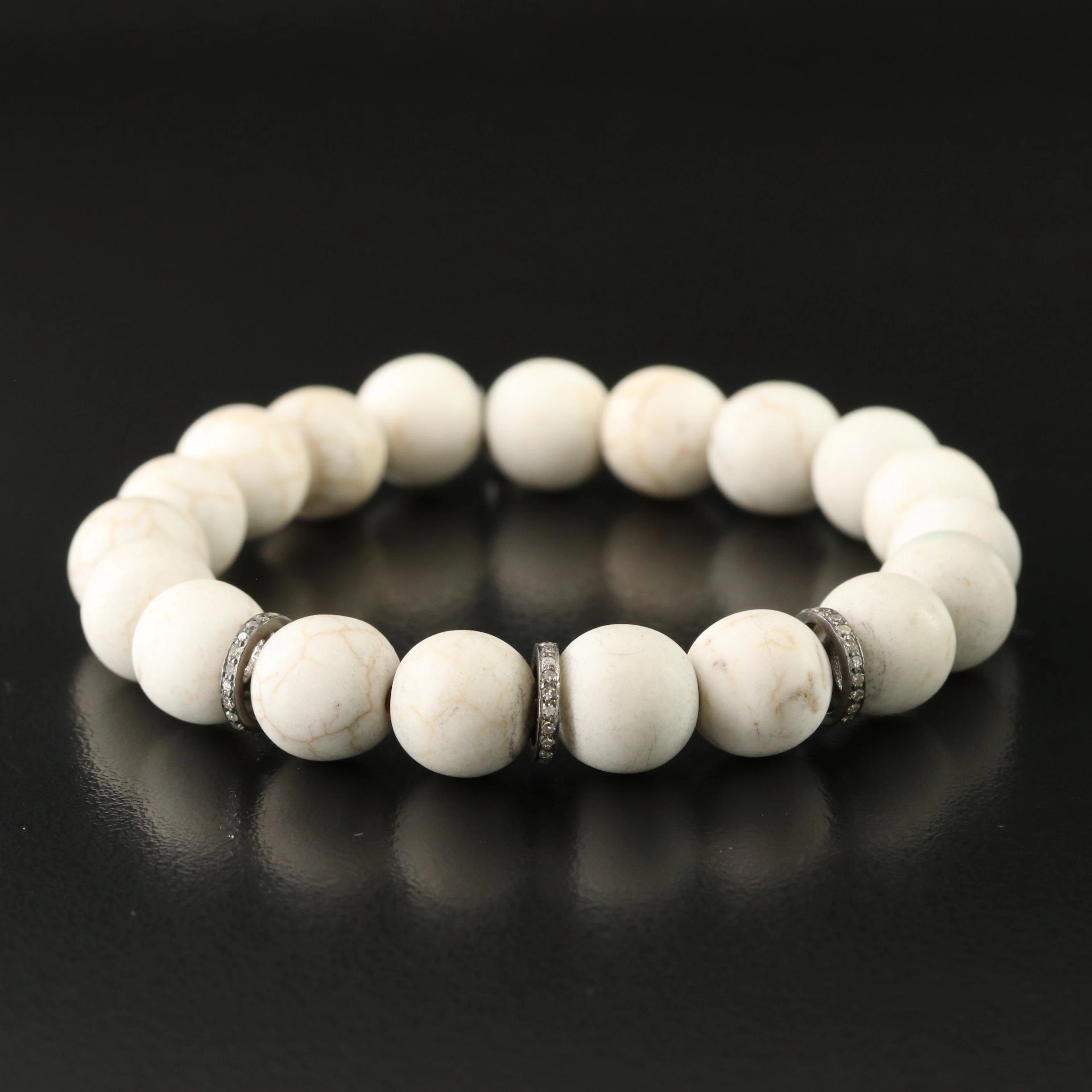 Sheryl Lowe Sterling Howlite and Diamond Bracelet